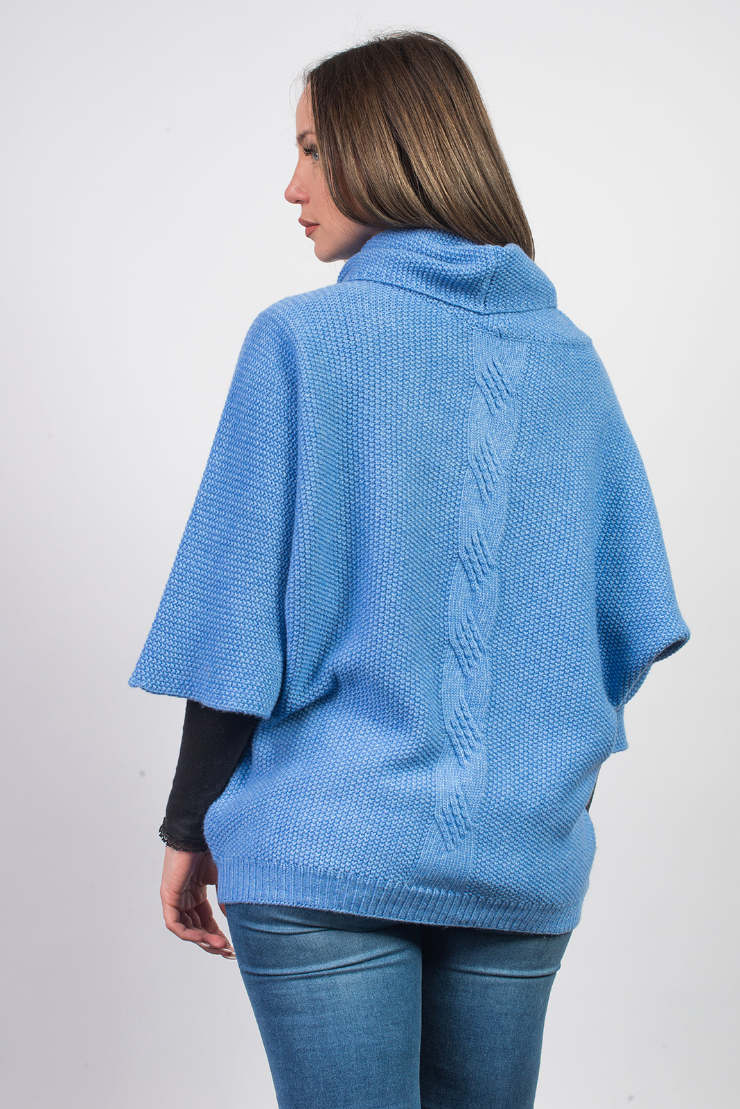 Fledermauspullover aus Kaschmirmischung mit Zopfmuster, Farbe Rosa, Ansicht 3 | Dalle Piane Cashmere