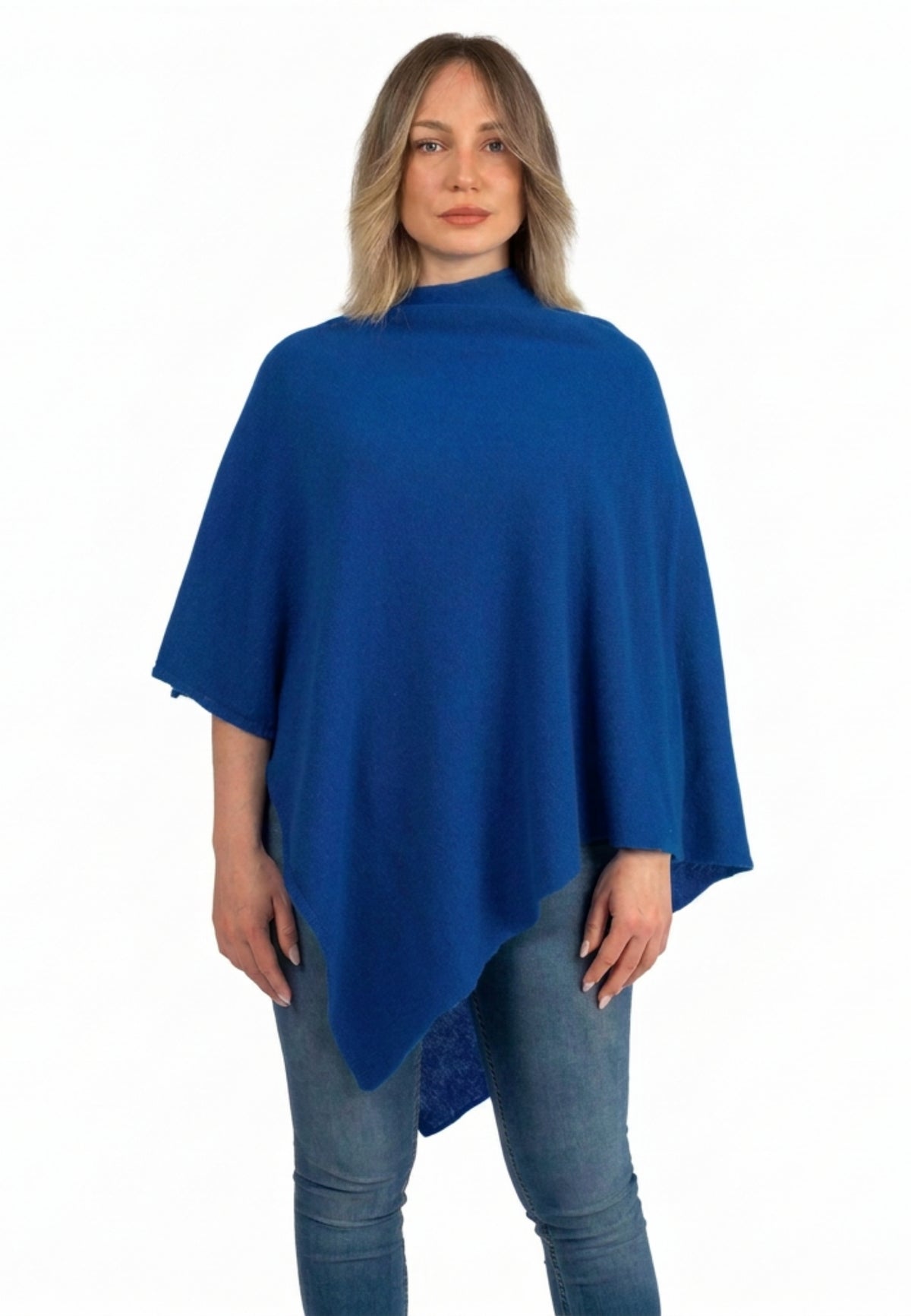Poncho 100 % Kaschmir, Farbe Elektroblau | Dalle Piane Cashmere