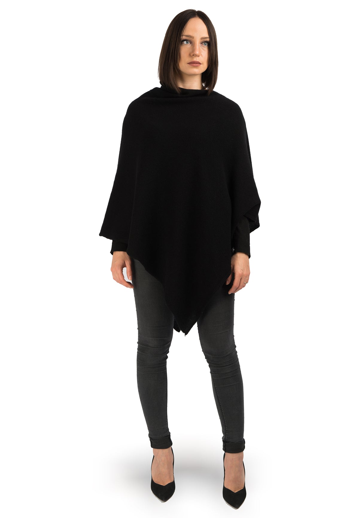 Poncho 100 % Kaschmir, Farbe Schwarz | Dalle Piane Cashmere