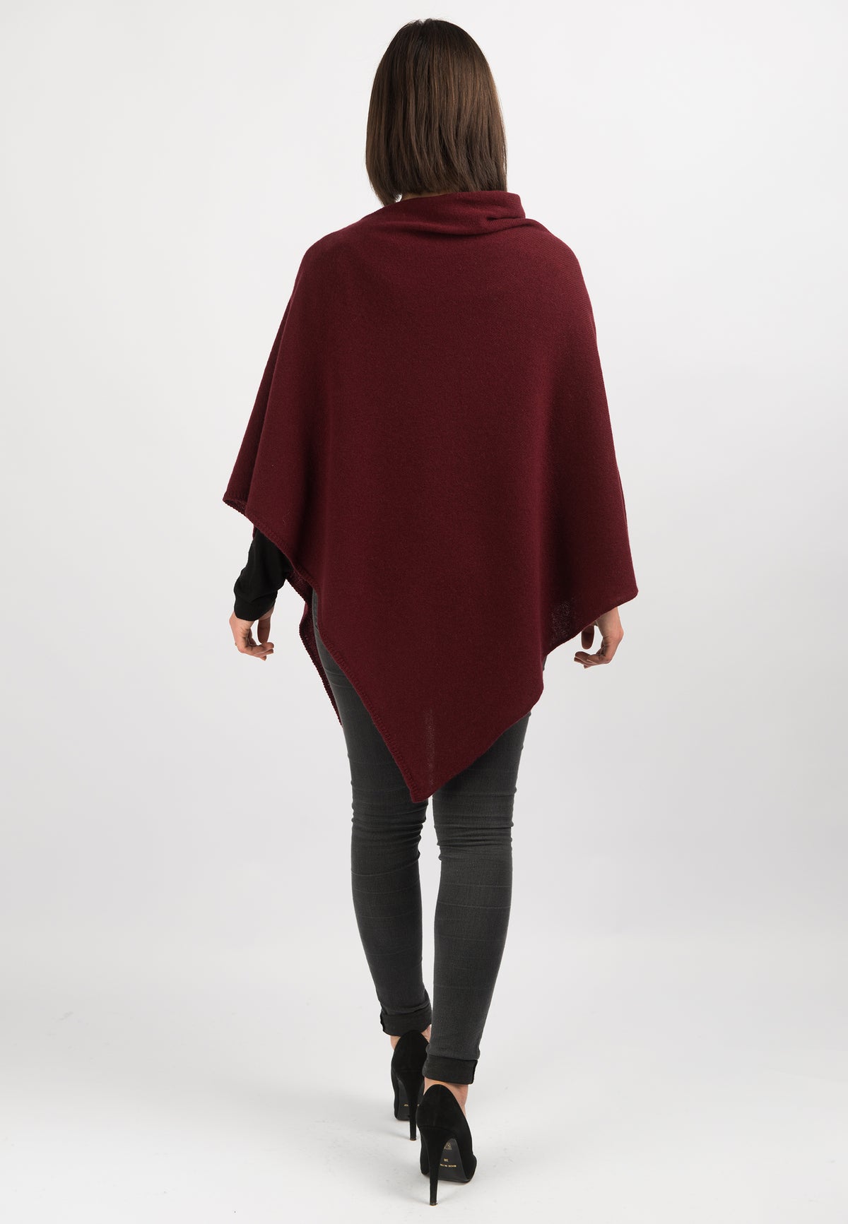 Poncho 100 % Kaschmir, Farbe Bordeaux, Ansicht 3 | Dalle Piane Cashmere