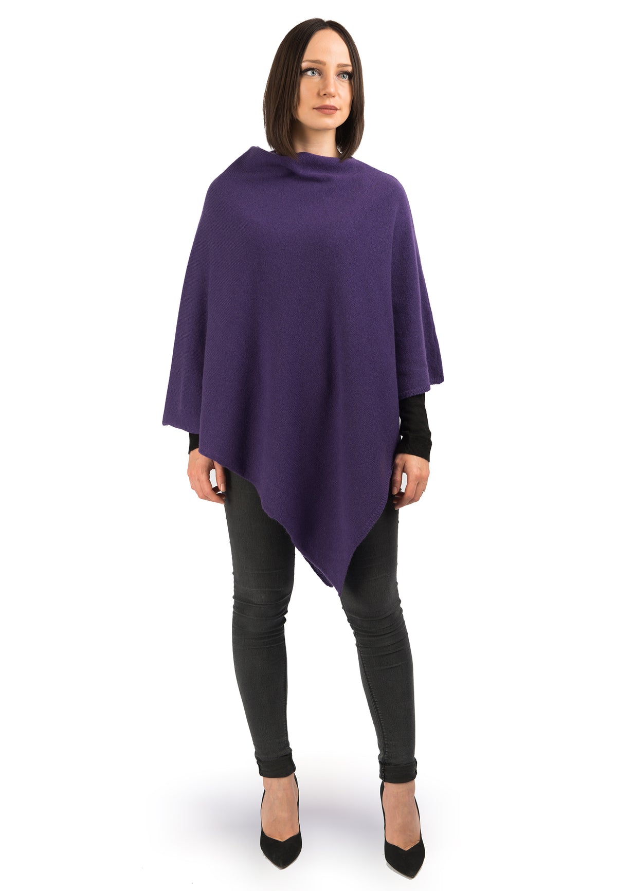 Poncho 100 % Kaschmir, Farbe Violett | Dalle Piane Cashmere