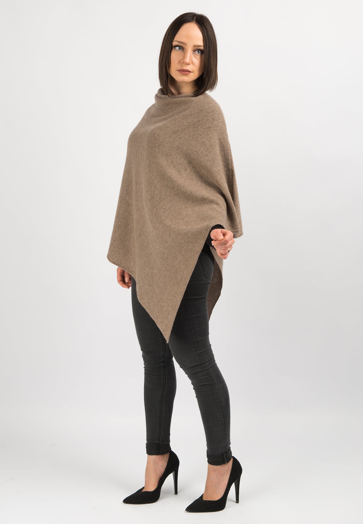 Poncho 100 % Kaschmir, Farbe Nerz, Ansicht 2 | Dalle Piane Cashmere