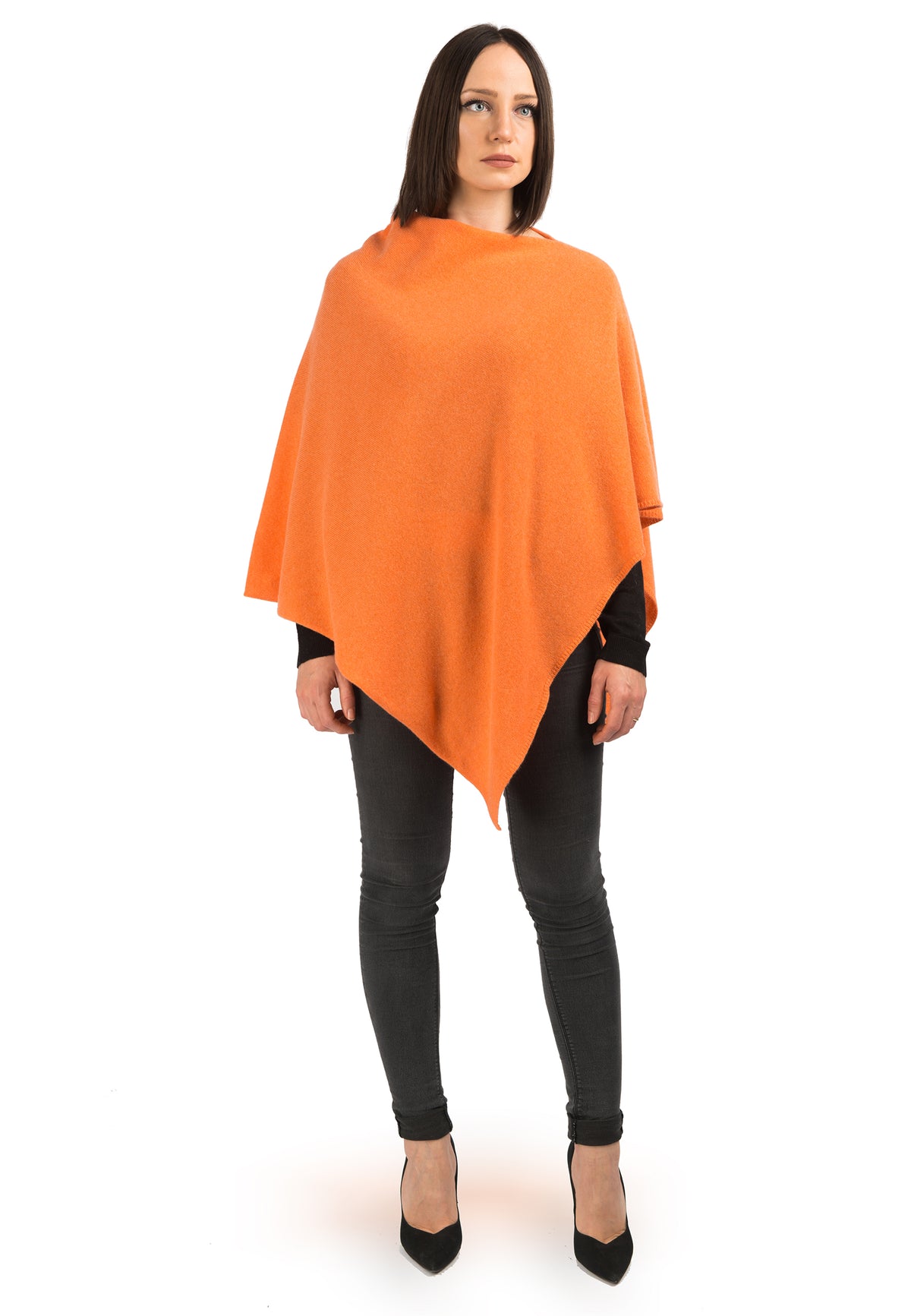 Poncho 100 % Kaschmir, Farbe Orange | Dalle Piane Cashmere