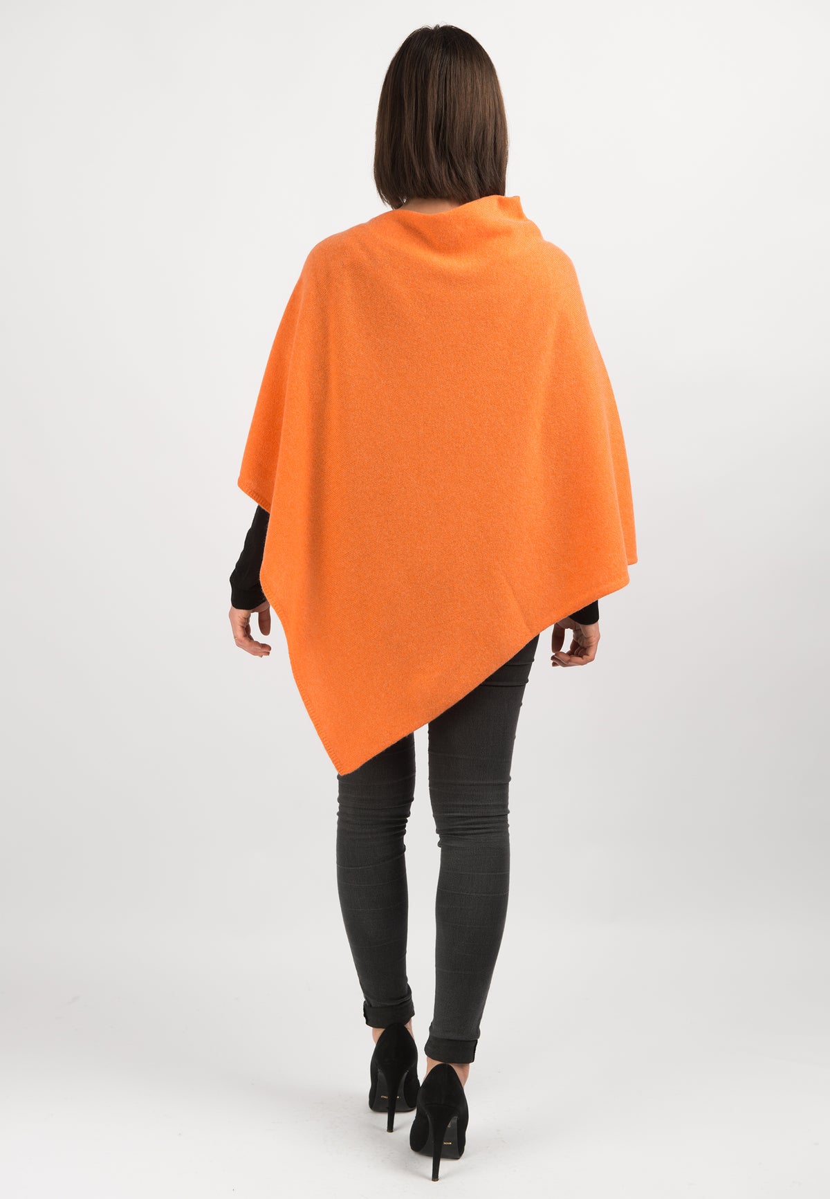 Poncho 100 % Kaschmir, Farbe Orange, Ansicht 3 | Dalle Piane Cashmere