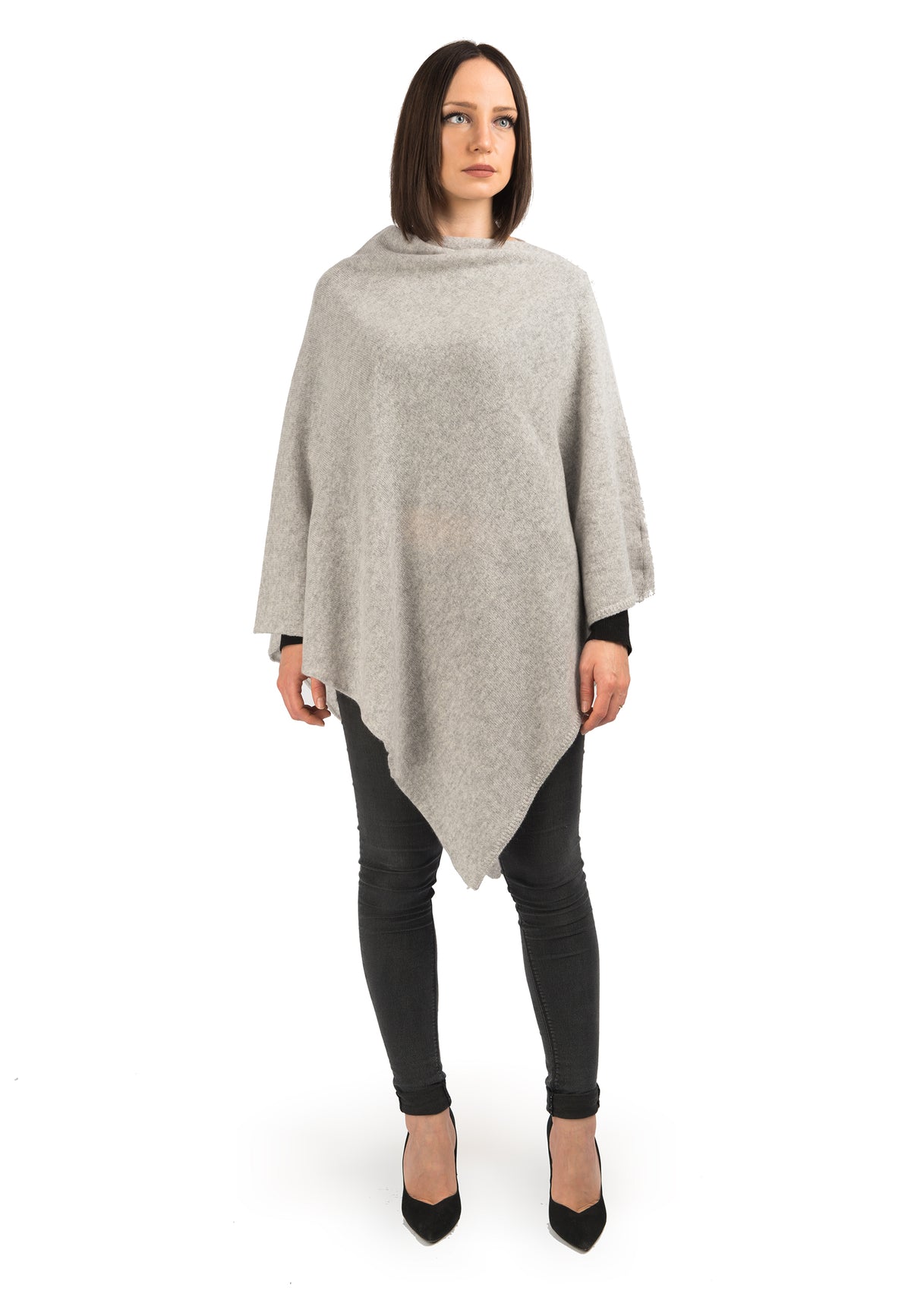 Poncho 100 % Kaschmir, Farbe Grau | Dalle Piane Cashmere