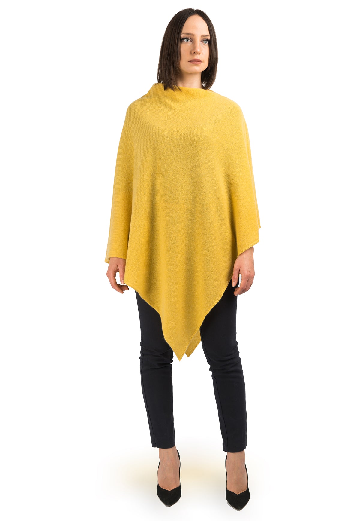 Poncho 100 % Kaschmir, Farbe Gelb | Dalle Piane Cashmere