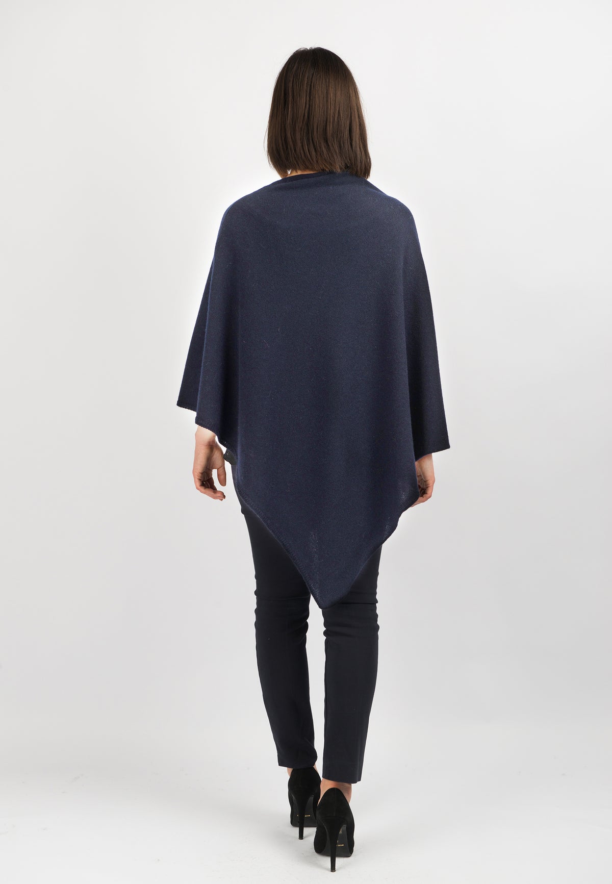 Poncho 100 % Kaschmir, Farbe Blau, Ansicht 3 | Dalle Piane Cashmere