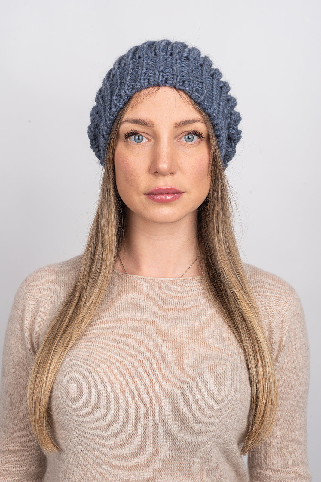 Mütze im englischen Strick, Farbe Jeans, Ansicht 3 | Dalle Piane Cashmere