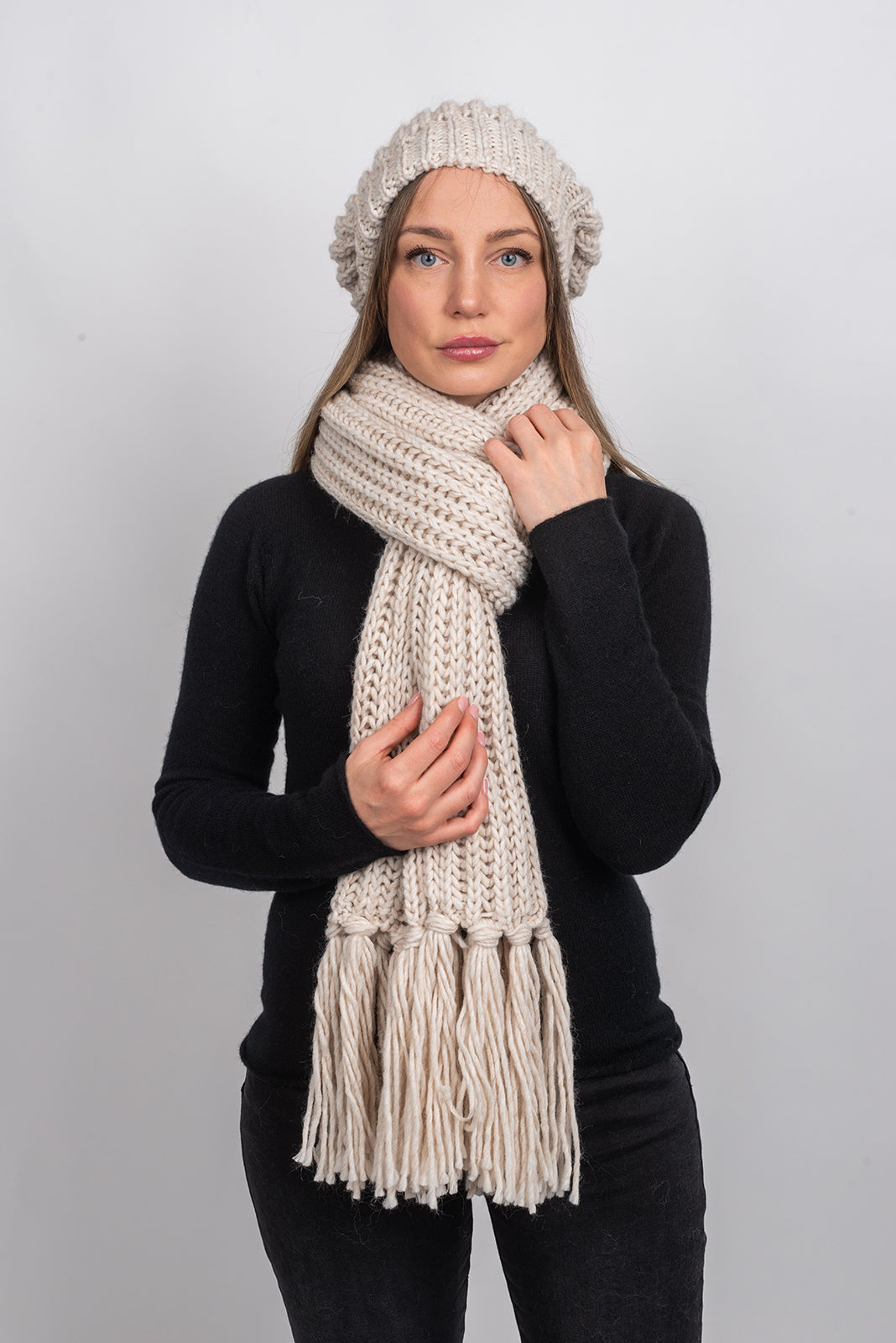Mütze im englischen Strick, Farbe Beige, Ansicht 5 | Dalle Piane Cashmere
