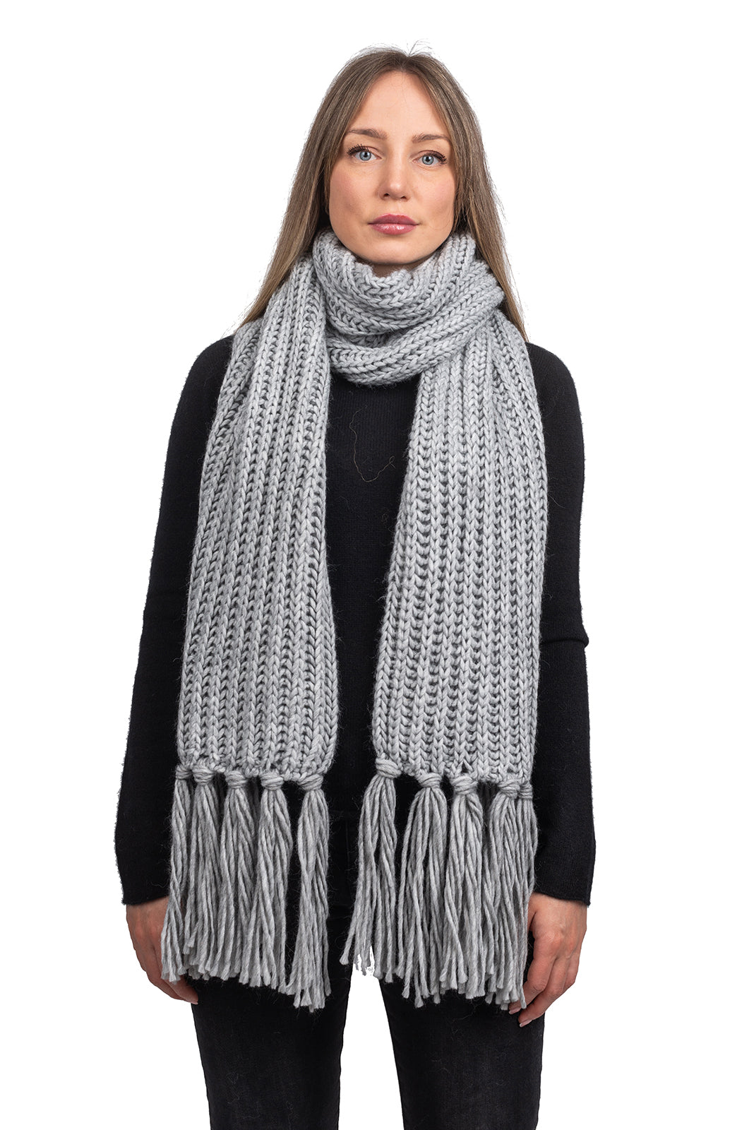Schal im Englischen Rippenstrick mit Fransen | Dalle Piane Cashmere