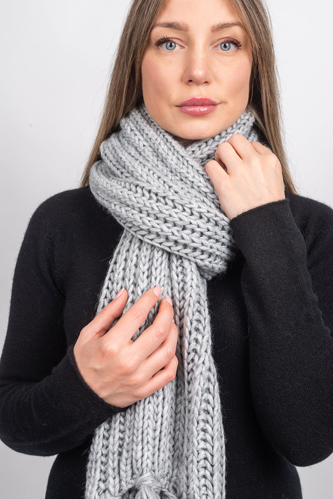 Schal im Englischen Rippenstrick mit Fransen, Farbe Mokka, Ansicht 6 | Dalle Piane Cashmere