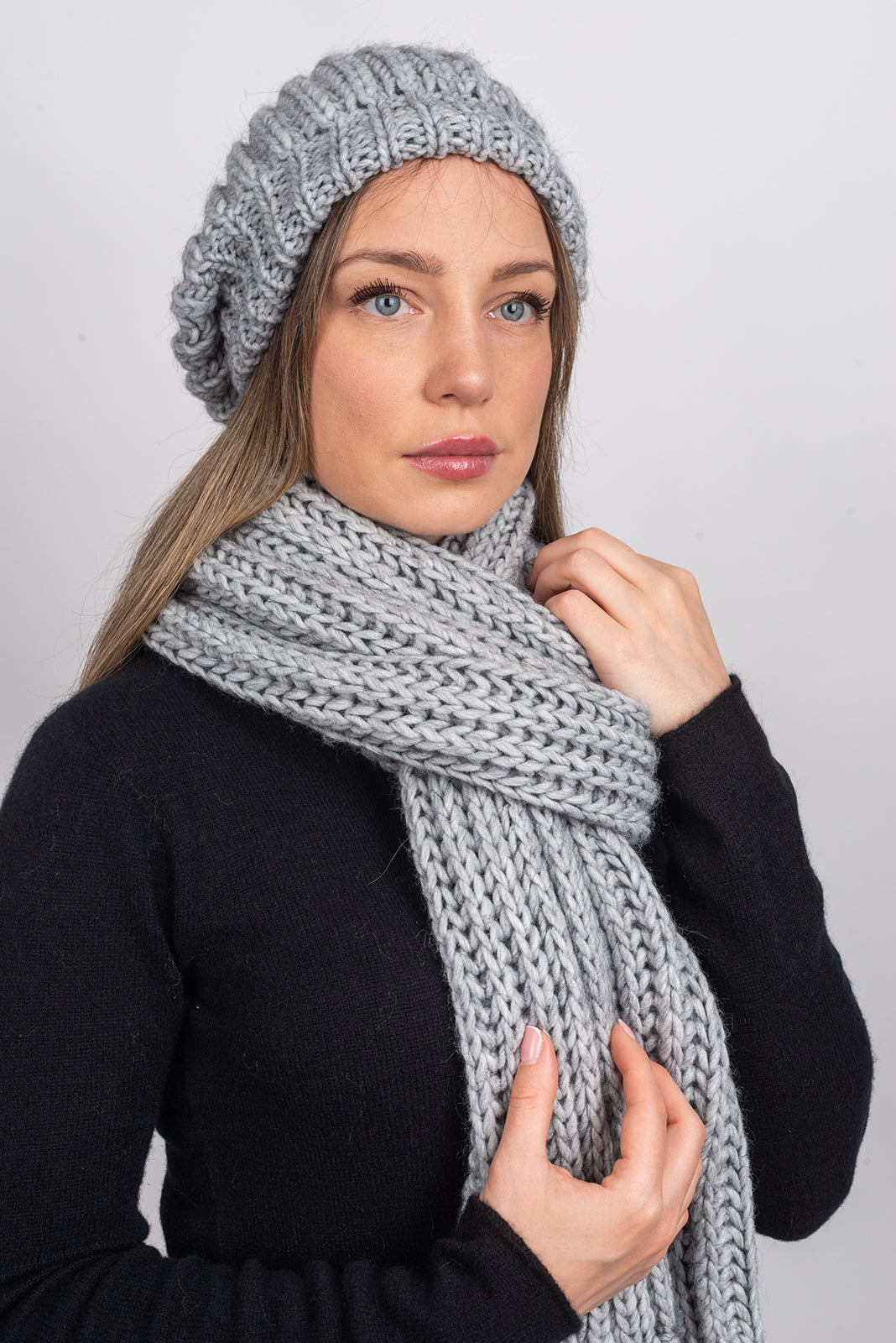Mütze im englischen Strick, Farbe Grau, Ansicht 4 | Dalle Piane Cashmere