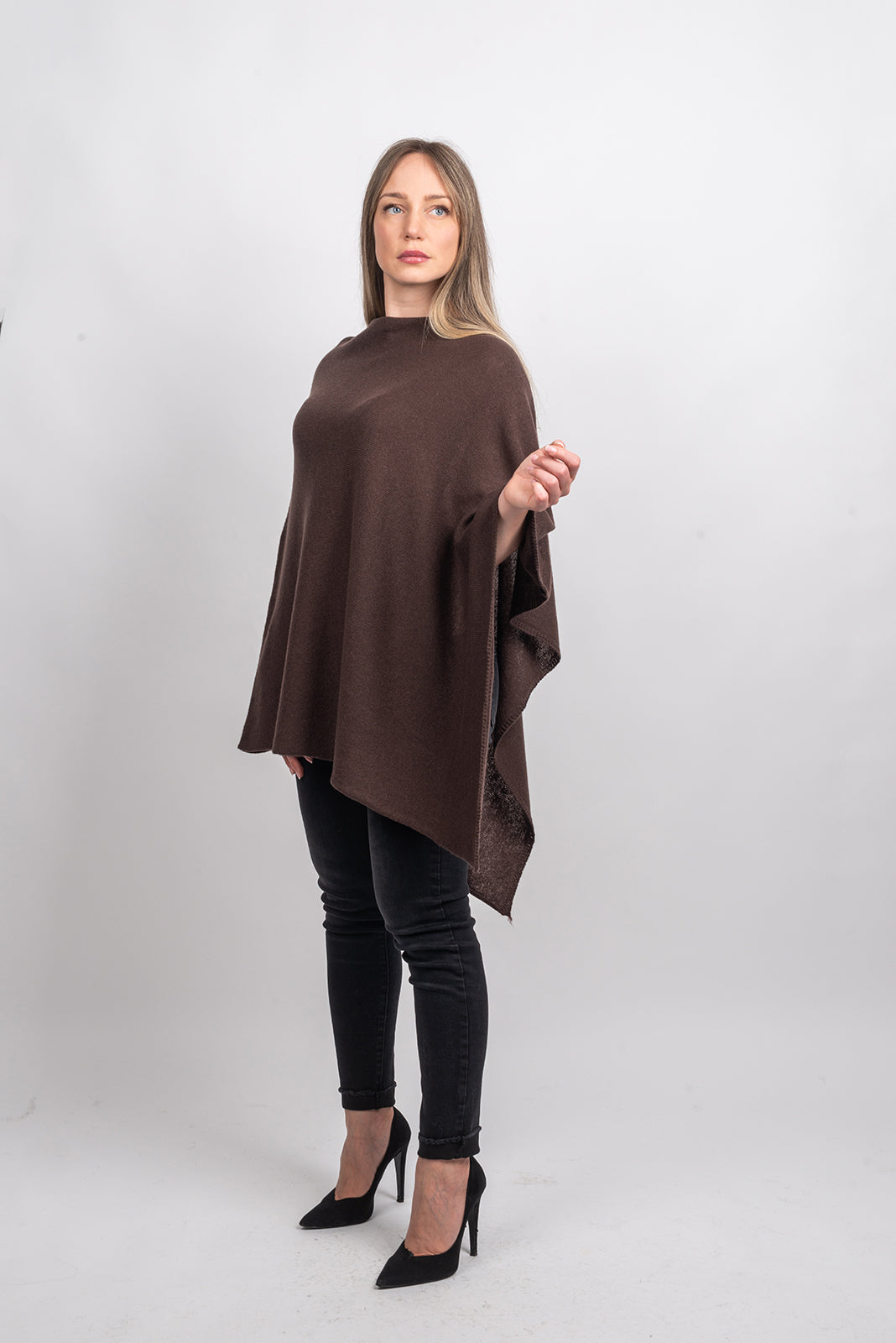 Poncho 100 % Kaschmir, Farbe Braun, Ansicht 2 | Dalle Piane Cashmere