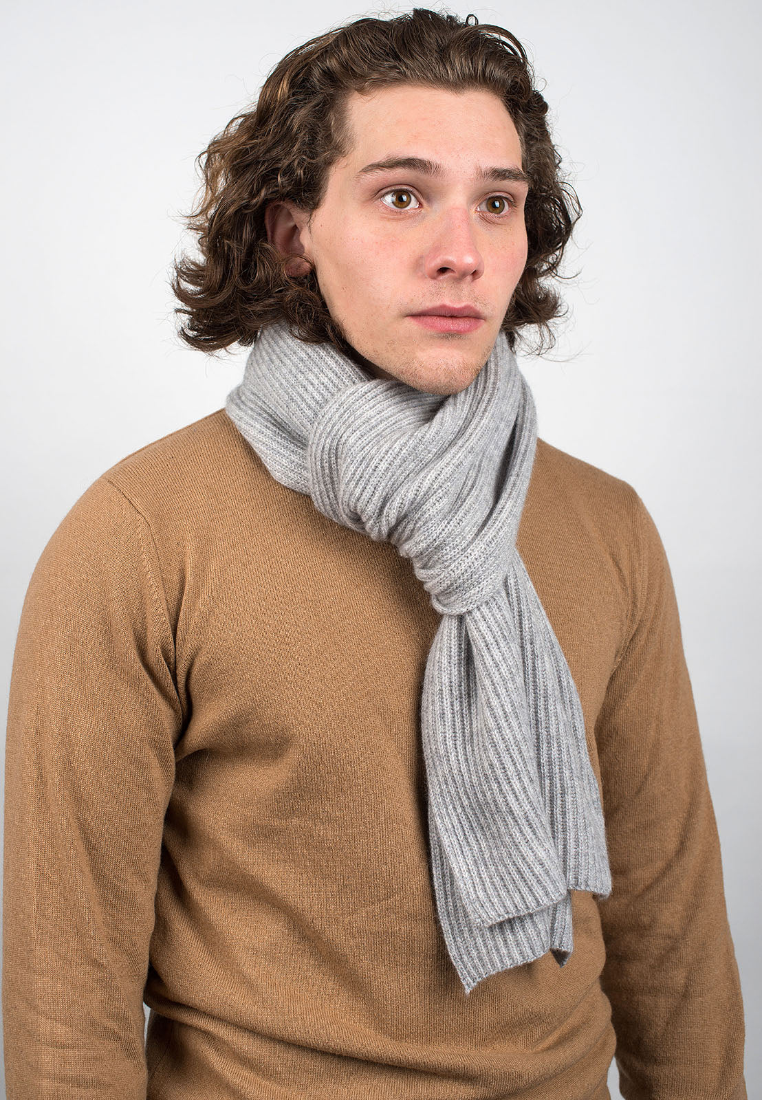 Rippenstich Schal 100 % Kaschmir, Farbe Grau | Dalle Piane Cashmere