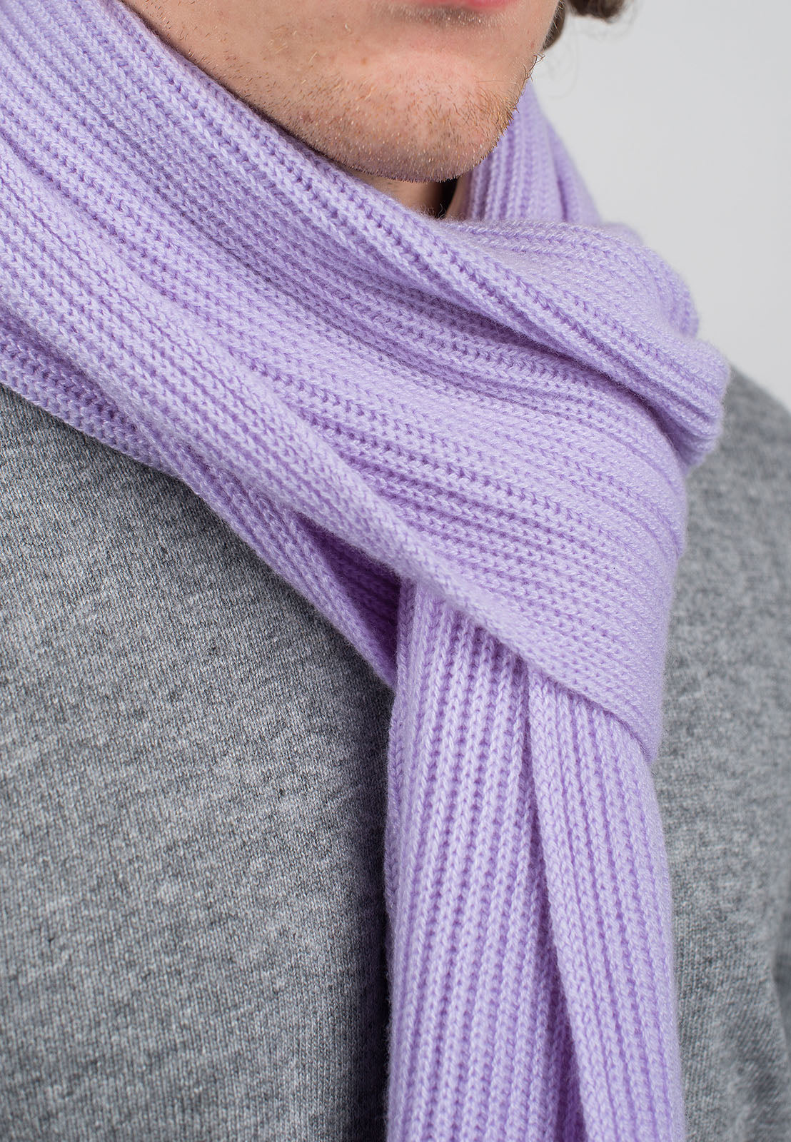 Rippenstich Schal 100 % Kaschmir, Farbe Flieder, Ansicht 2 | Dalle Piane Cashmere