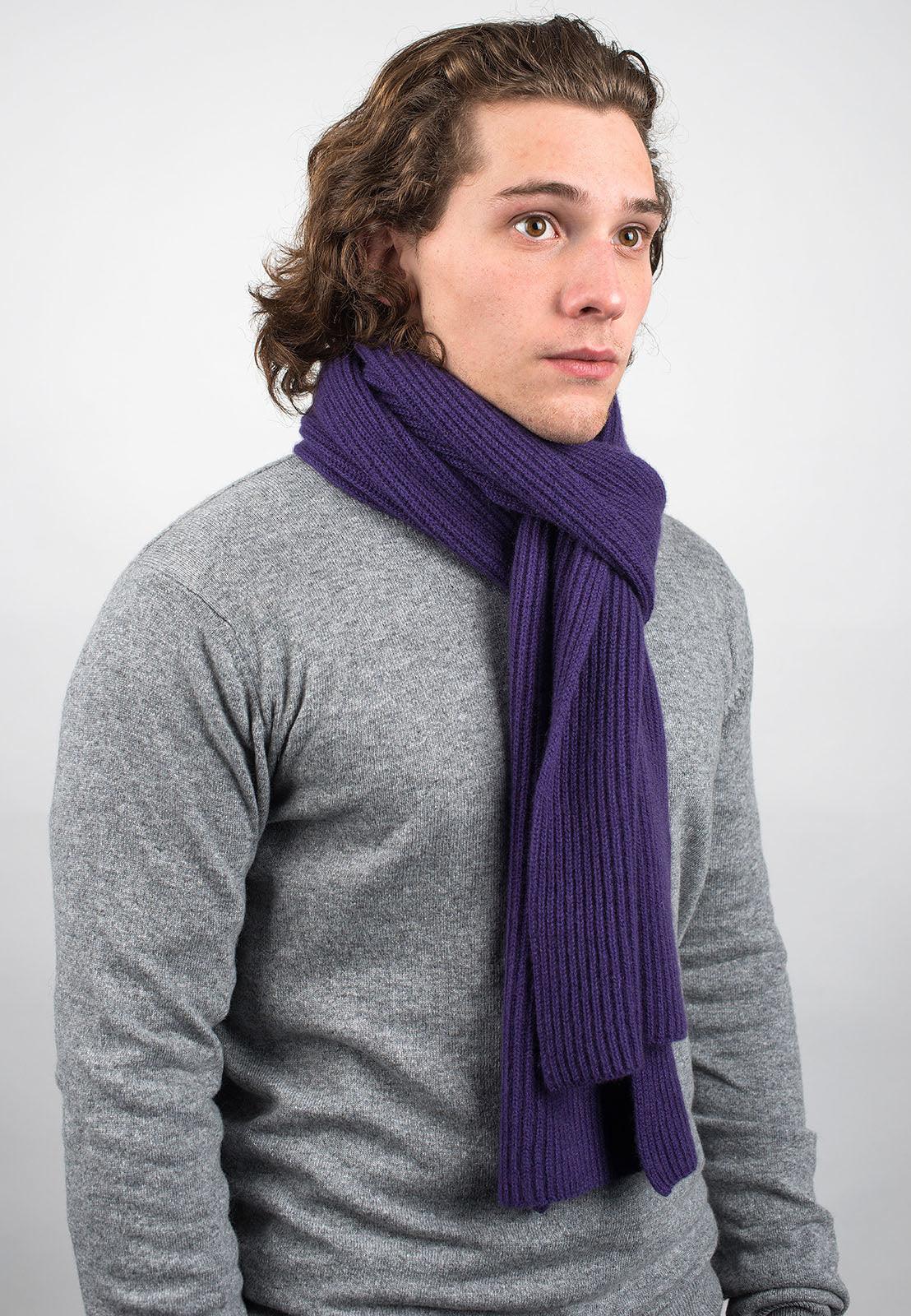 Rippenstich Schal 100 % Kaschmir, Farbe Violett | Dalle Piane Cashmere