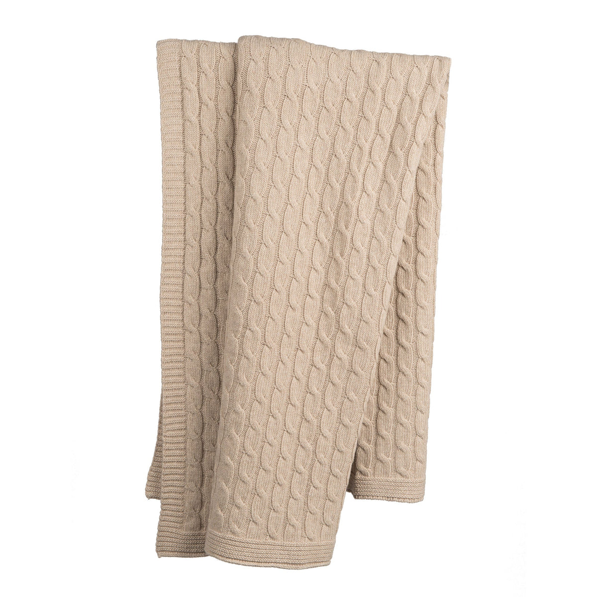 Plaid mit Zopfmuster 100 % Kaschmir, Farbe Beige | Dalle Piane Cashmere