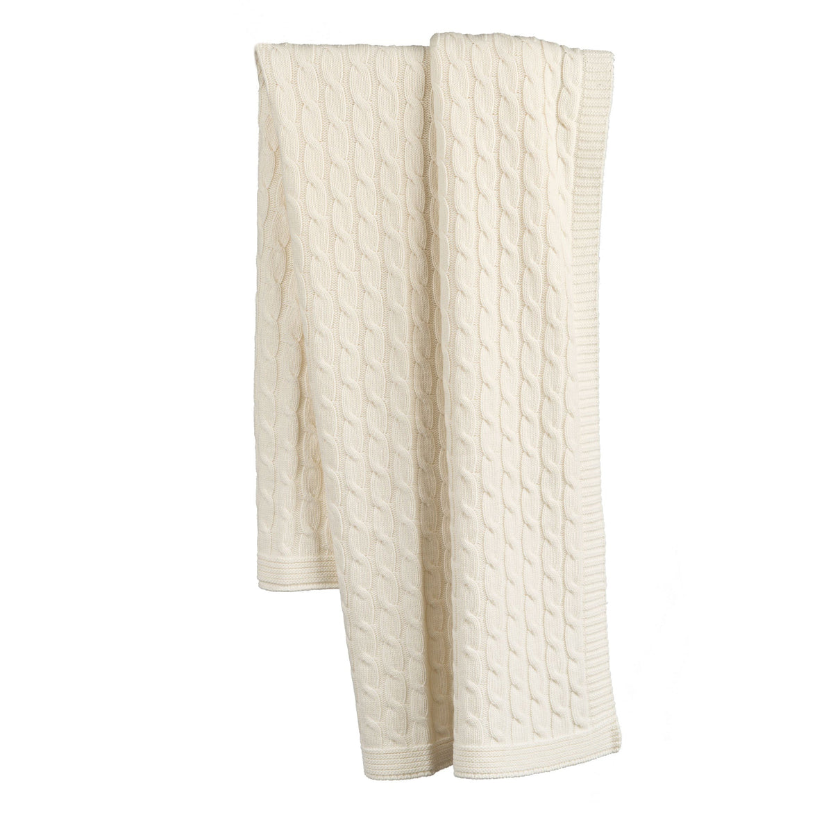 Plaid mit Zopfmuster 100 % Kaschmir, Farbe Creme | Dalle Piane Cashmere