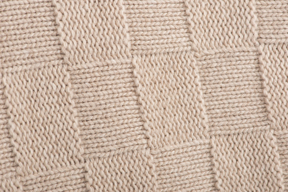 Plaid mit Schachbrettmuster aus 100 % Kaschmir, Farbe Beige, Ansicht 2 | Dalle Piane Cashmere