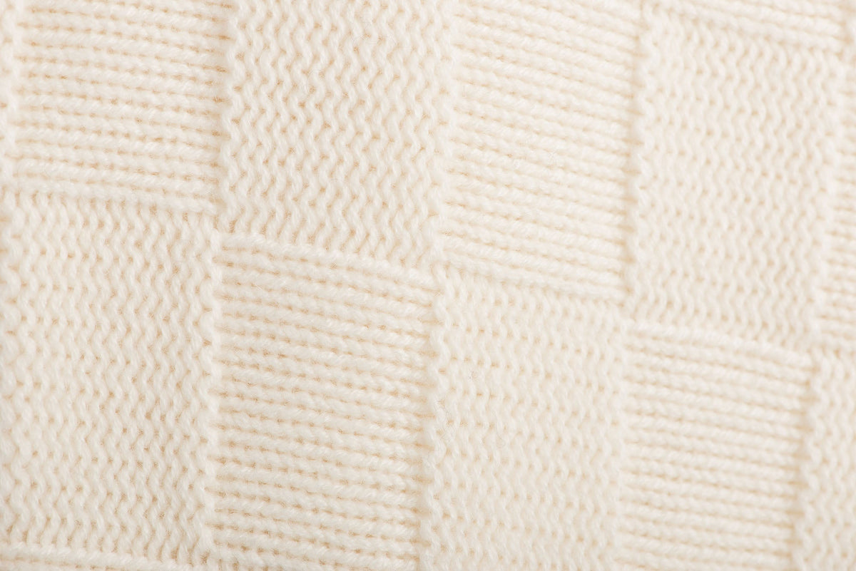 Plaid mit Schachbrettmuster aus 100 % Kaschmir, Farbe Creme, Ansicht 2 | Dalle Piane Cashmere