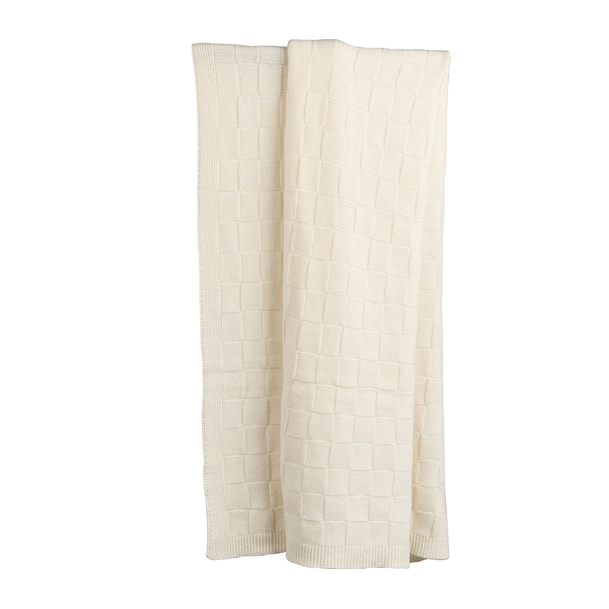 Plaid mit Schachbrettmuster aus 100 % Kaschmir, Farbe Creme | Dalle Piane Cashmere