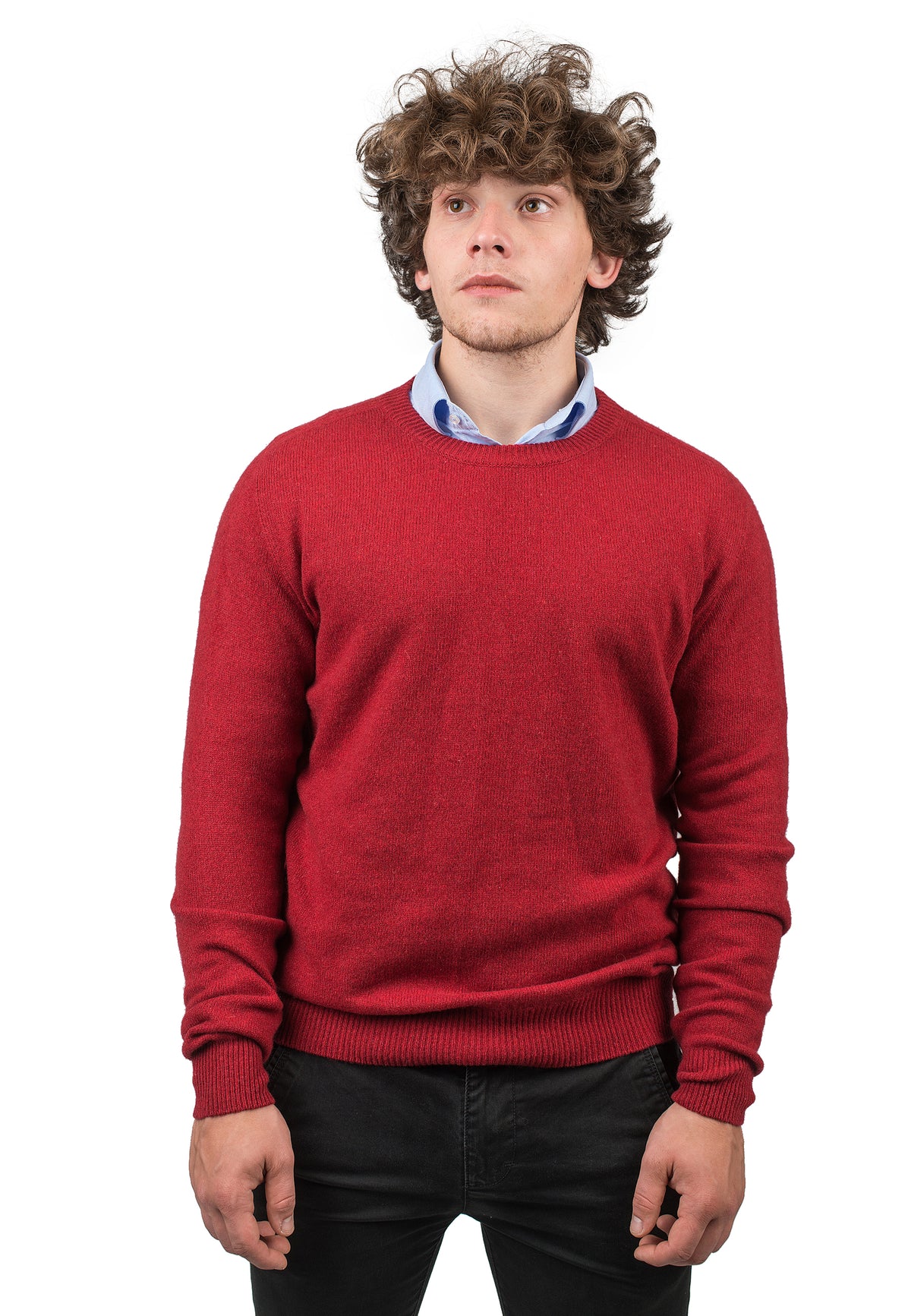Herren-Rundhalspullover aus regeneriertem Kaschmir, Farbe Rot | Dalle Piane Cashmere