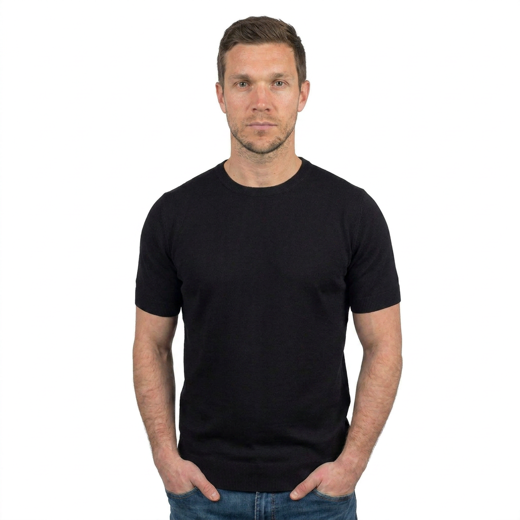 T-Shirt mit kurzen Ärmeln 100 % Baumwolle, Farbe Schwarz | Dalle Piane Cashmere