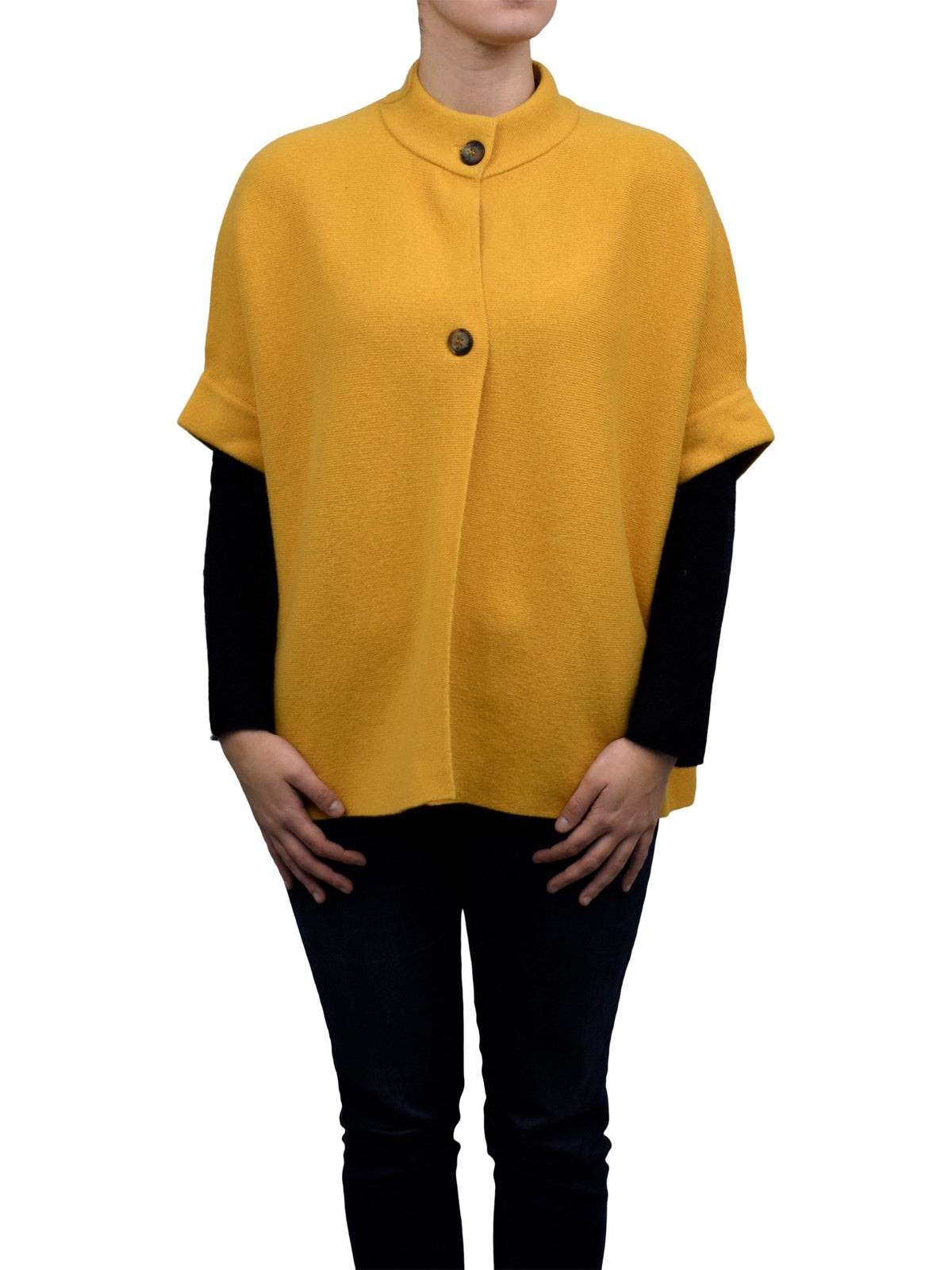 Cape mit Knöpfen Kaschmirmischung, Farbe Gelb | Dalle Piane Cashmere