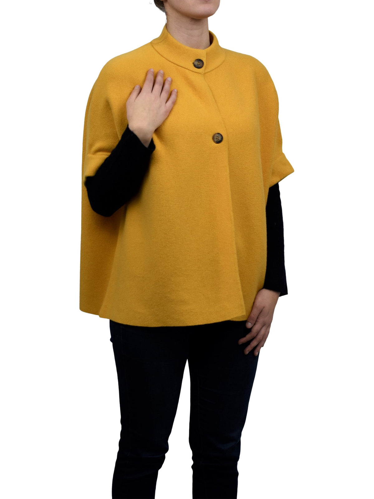 Cape mit Knöpfen Kaschmirmischung, Farbe Gelb, Ansicht 2 | Dalle Piane Cashmere
