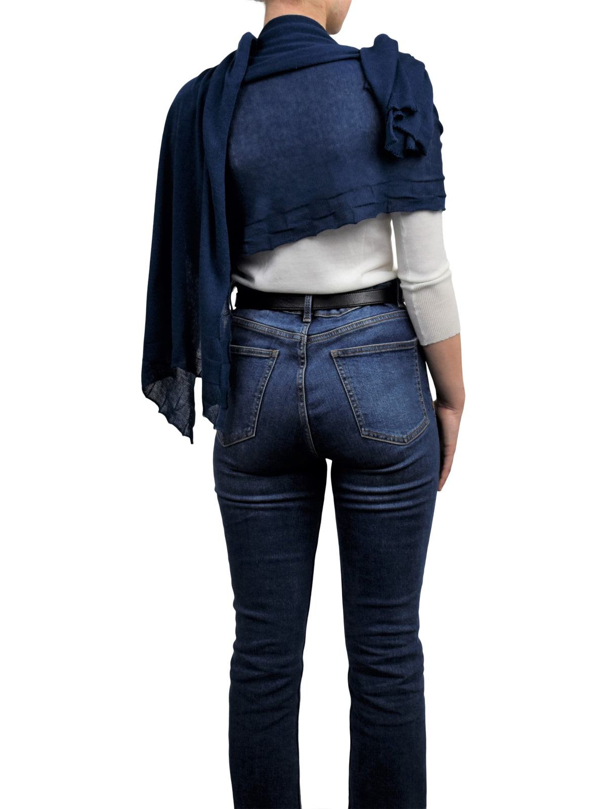 Stola Baumwolle und Kaschmir, Farbe Blau, Ansicht 3 | Dalle Piane Cashmere