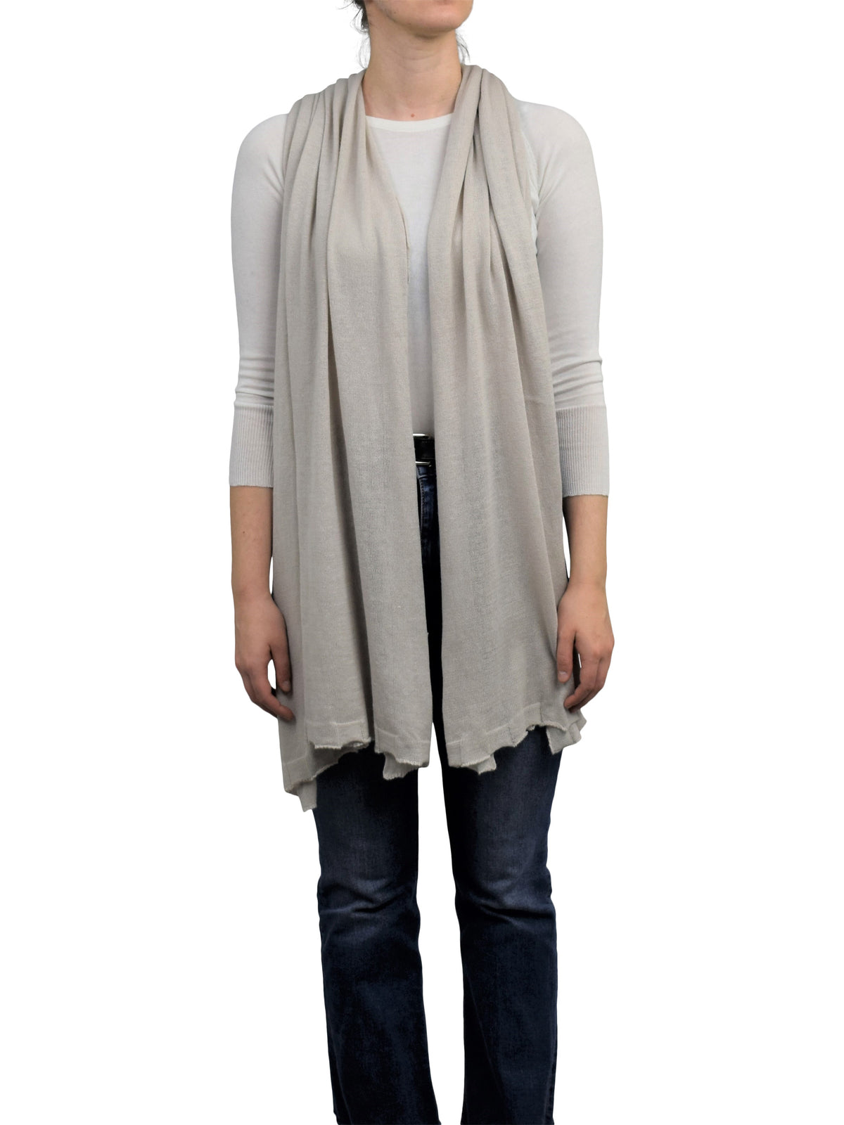 Stola Baumwolle und Kaschmir, Farbe Beige, Ansicht 3 | Dalle Piane Cashmere