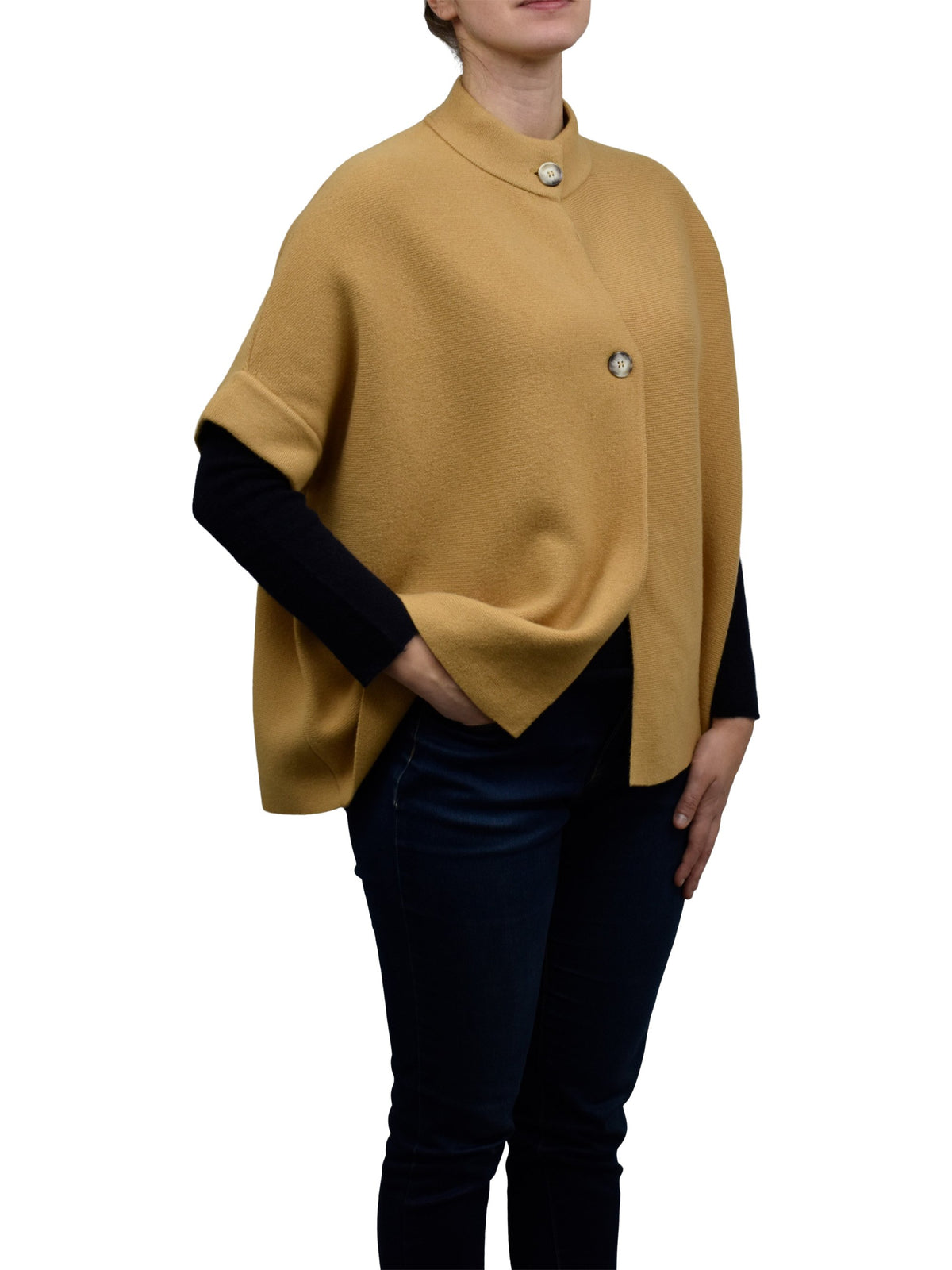Cape mit Knöpfen Kaschmirmischung, Farbe Kamel | Dalle Piane Cashmere