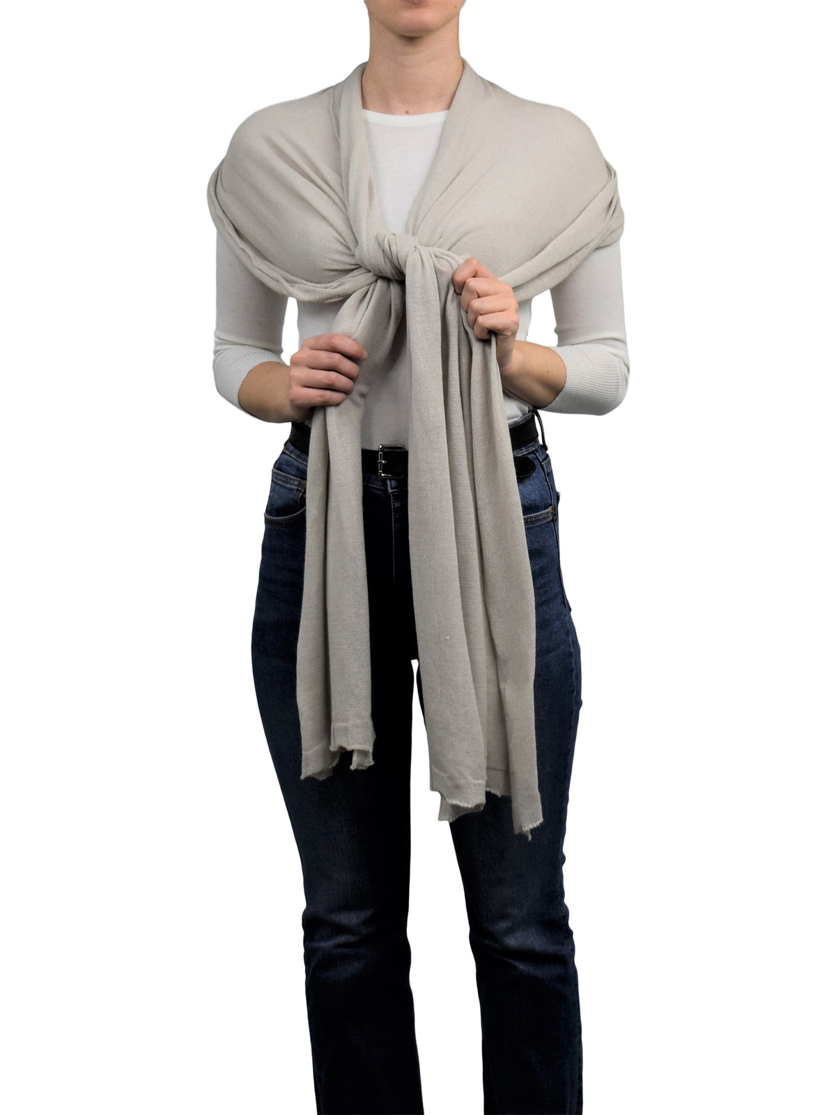 Stola Baumwolle und Kaschmir, Farbe Beige, Ansicht 2 | Dalle Piane Cashmere
