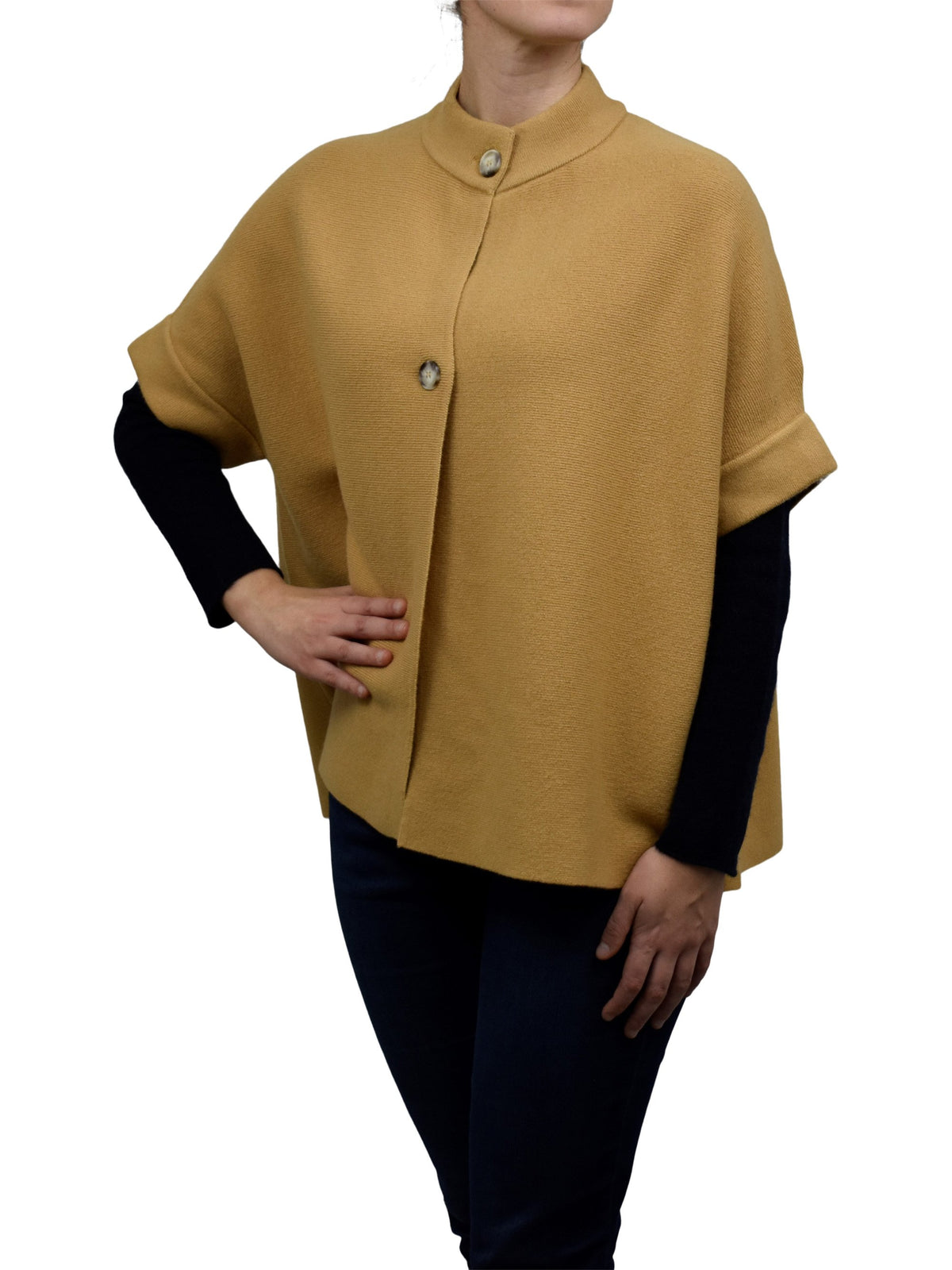 Cape mit Knöpfen Kaschmirmischung, Farbe Kamel, Ansicht 3 | Dalle Piane Cashmere