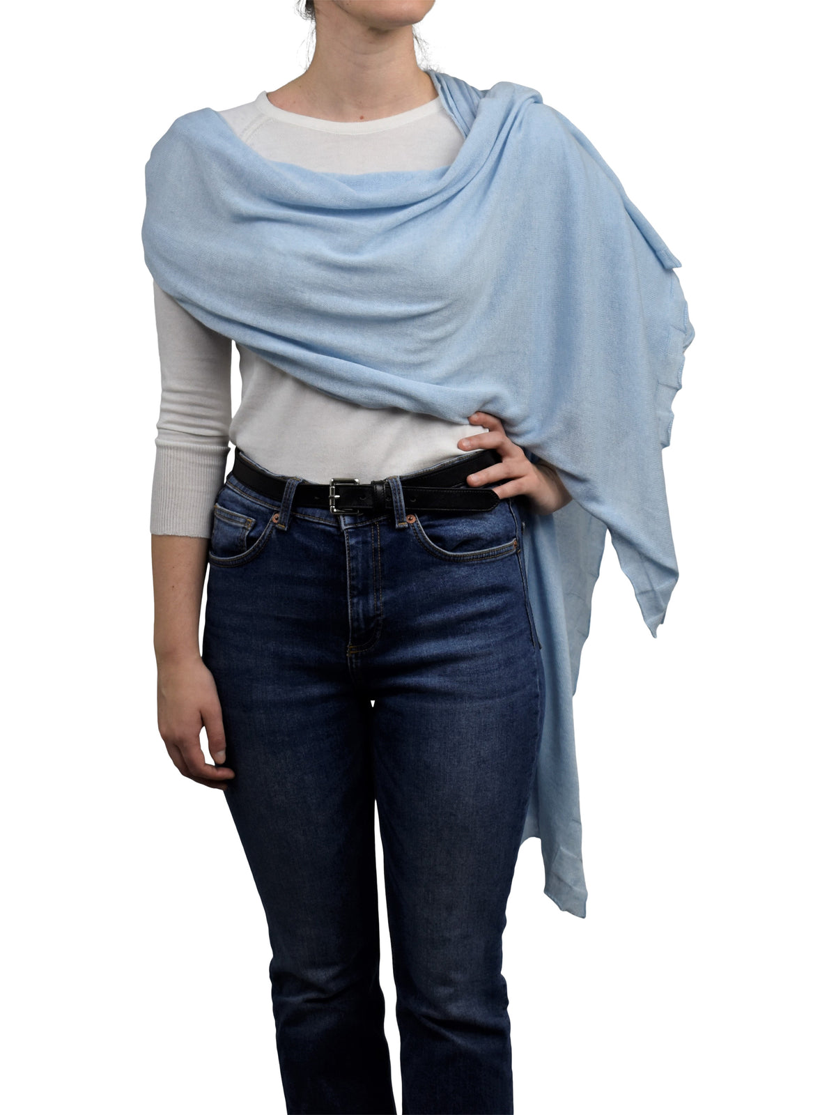 Stola Baumwolle und Kaschmir, Farbe Himmel | Dalle Piane Cashmere