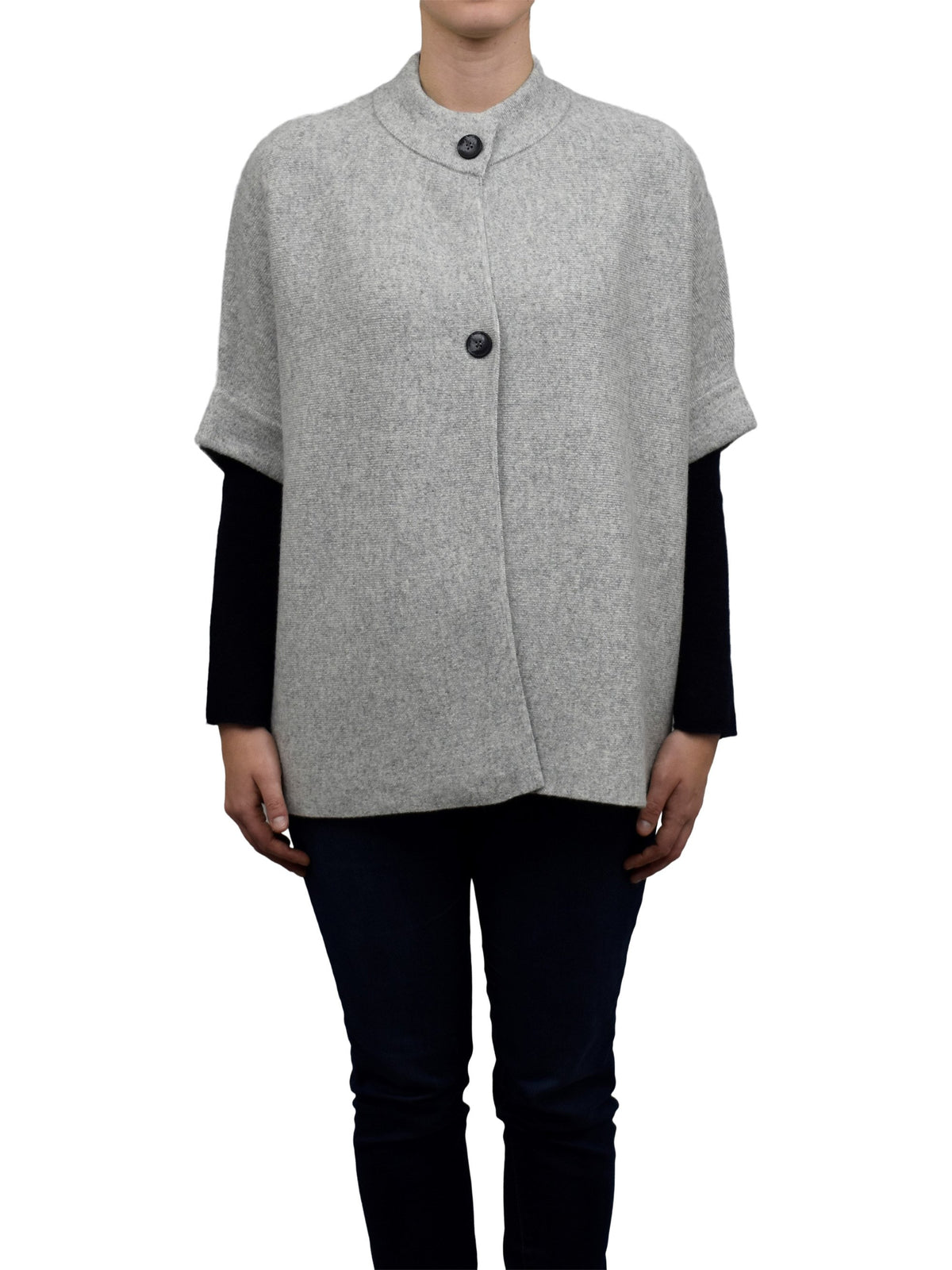 Cape mit Knöpfen Kaschmirmischung, Farbe Grau | Dalle Piane Cashmere