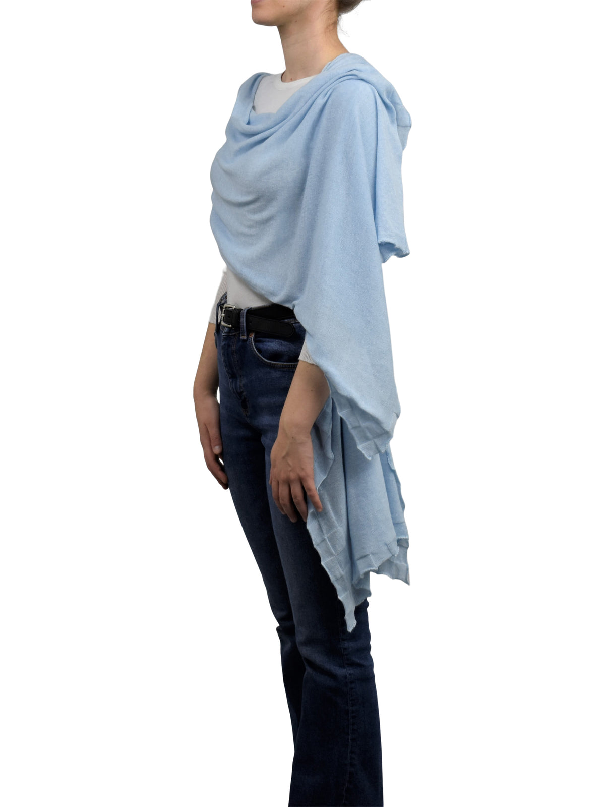 Stola Baumwolle und Kaschmir, Farbe Himmel, Ansicht 2 | Dalle Piane Cashmere