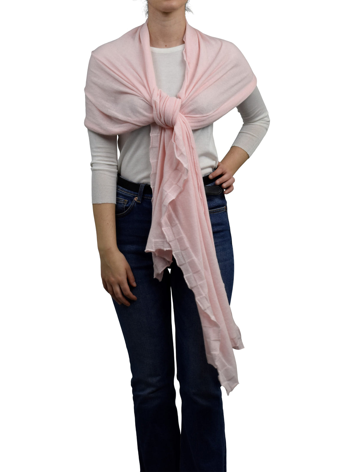 Stola Baumwolle und Kaschmir, Farbe Rosa, Ansicht 4 | Dalle Piane Cashmere
