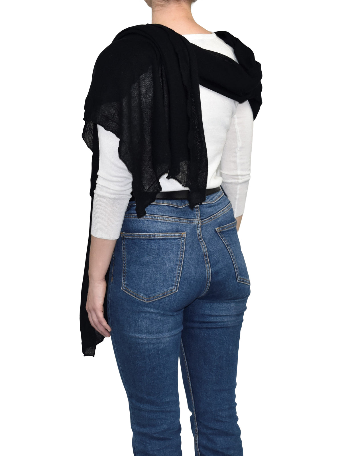 Stola Baumwolle und Kaschmir, Farbe Schwarz, Ansicht 3 | Dalle Piane Cashmere