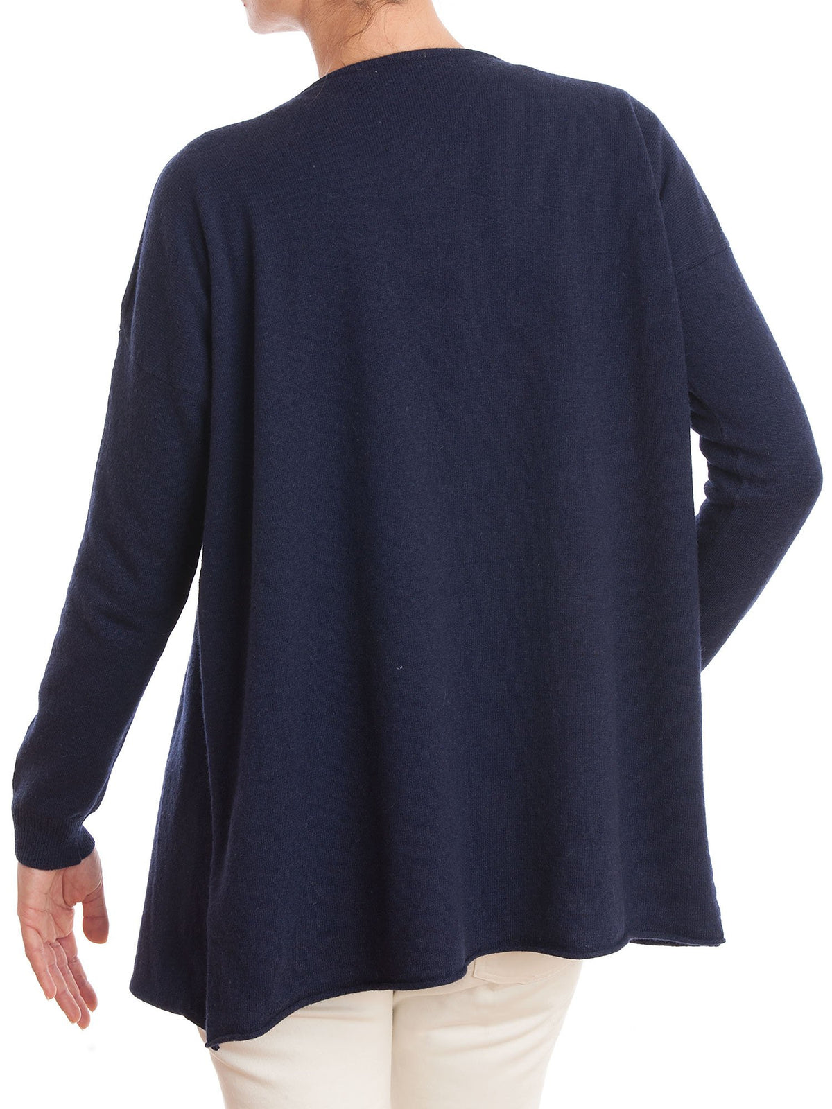 Strickjacke mit Wasserfallkragen aus Kaschmirmischung, Farbe Blau, Ansicht 3 | Dalle Piane Cashmere