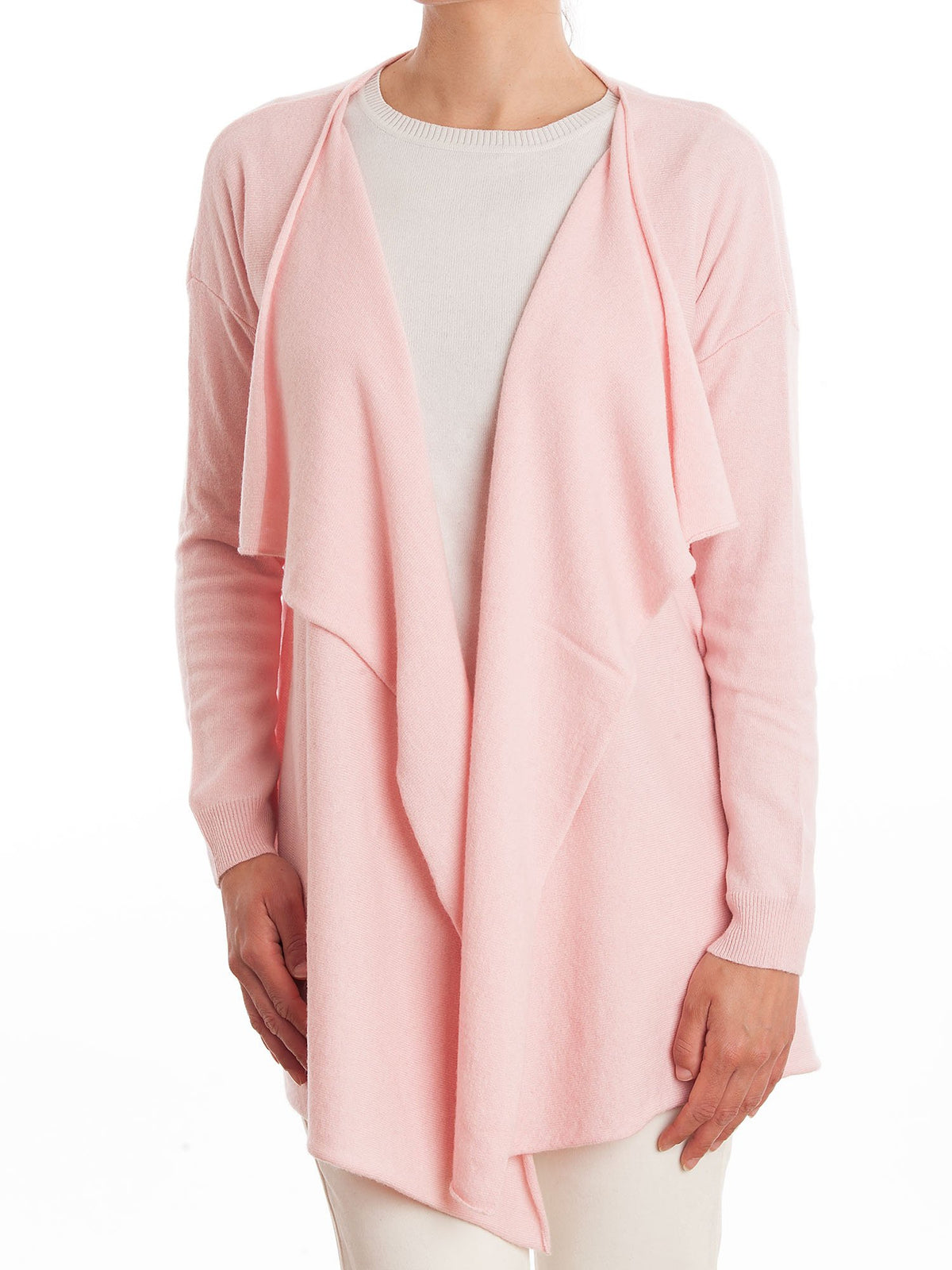 Strickjacke mit Wasserfallkragen aus Kaschmirmischung, Farbe Rosa | Dalle Piane Cashmere