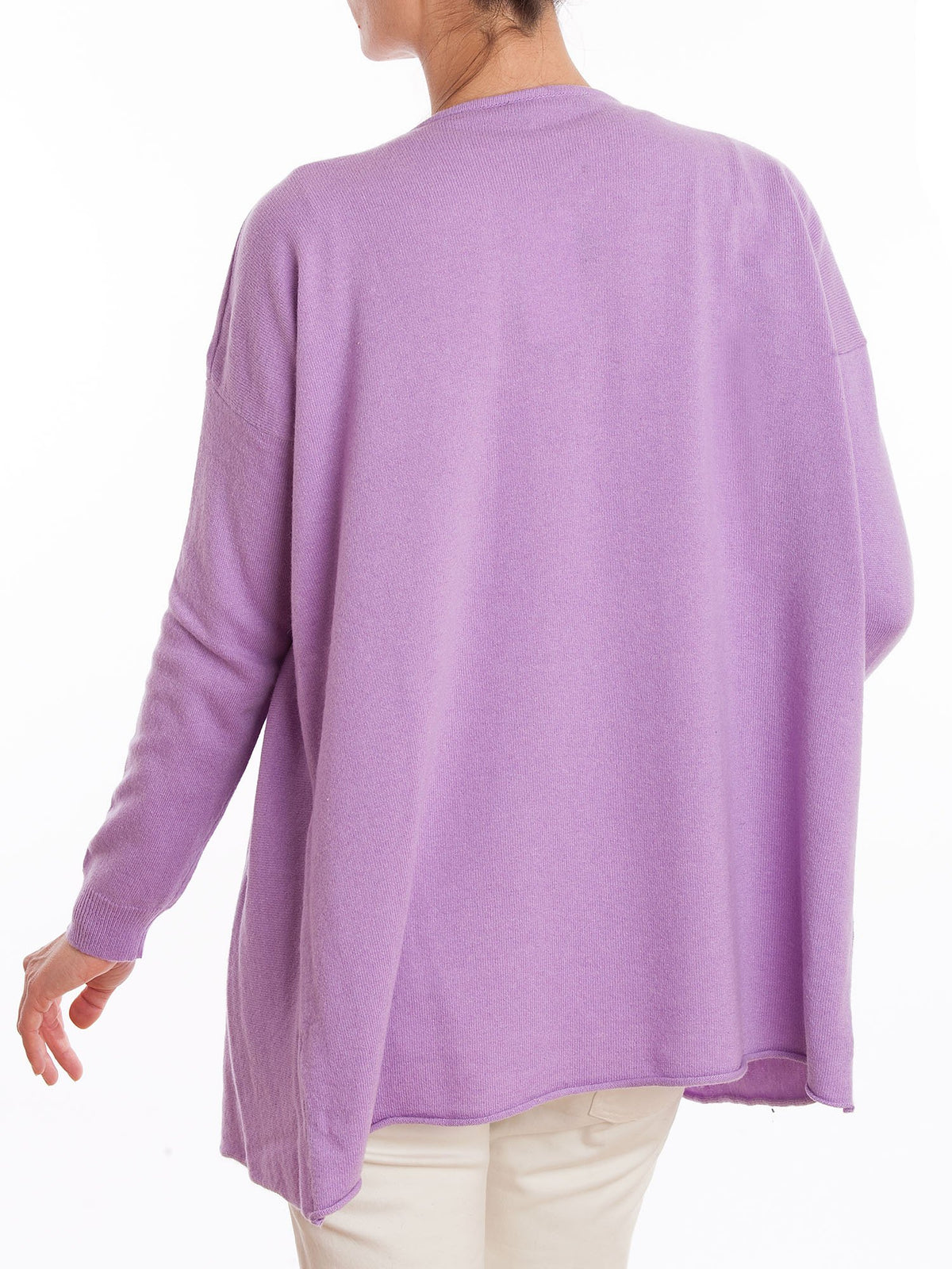 Strickjacke mit Wasserfallkragen aus Kaschmirmischung, Farbe Flieder, Ansicht 3 | Dalle Piane Cashmere