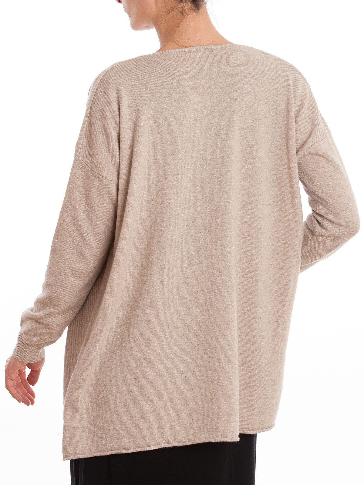Strickjacke mit Wasserfallkragen aus Kaschmirmischung, Farbe Beige, Ansicht 3 | Dalle Piane Cashmere