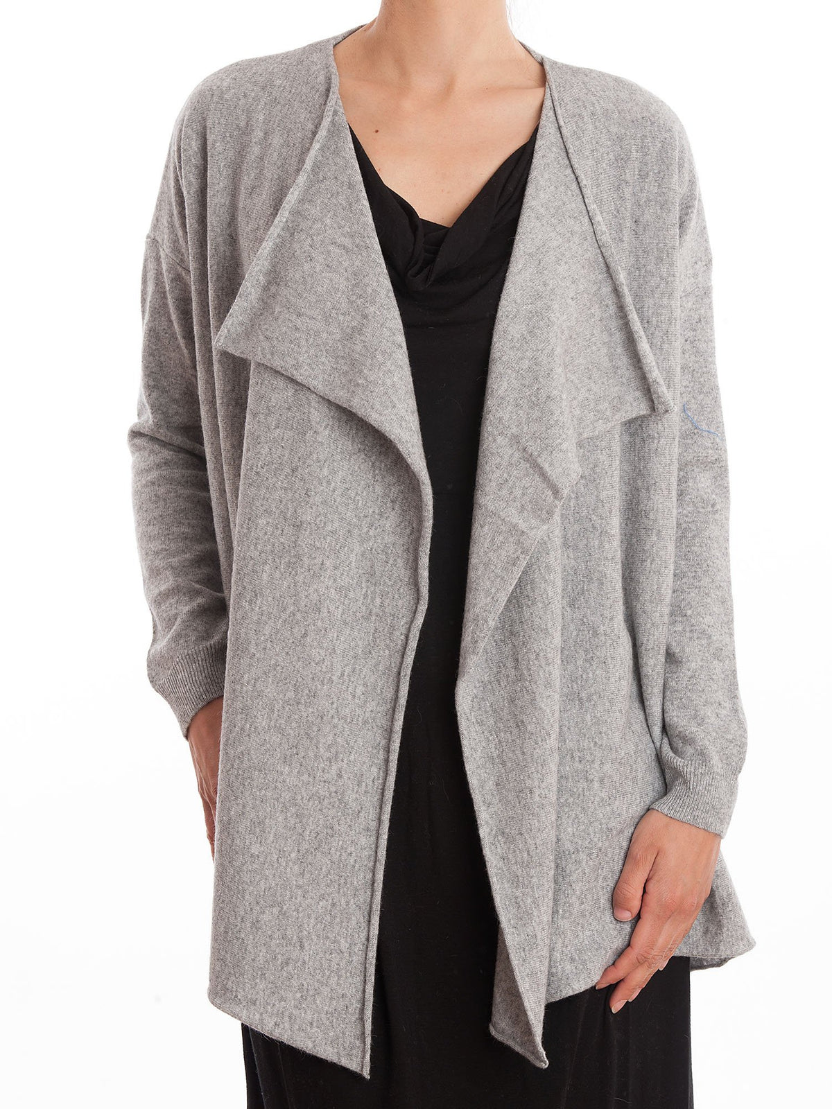 Strickjacke mit Wasserfallkragen aus Kaschmirmischung, Farbe Grau | Dalle Piane Cashmere
