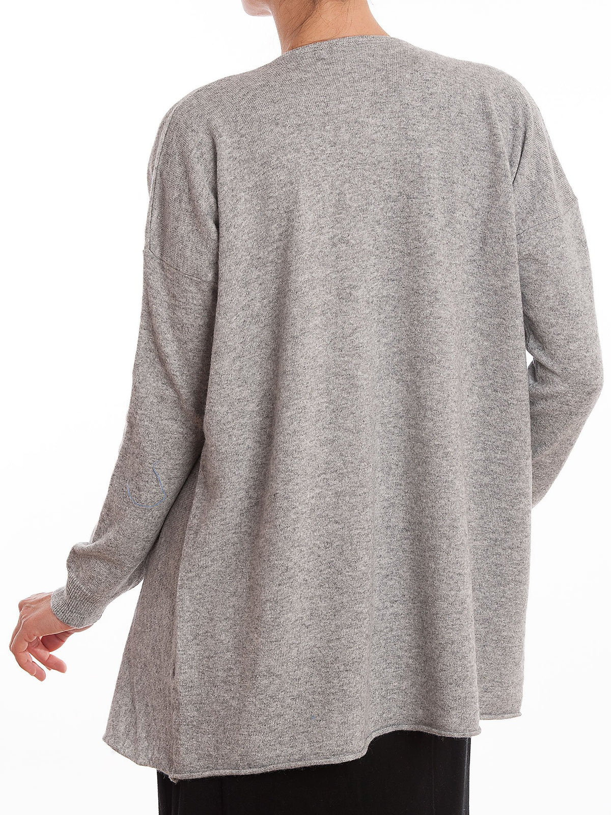 Strickjacke mit Wasserfallkragen aus Kaschmirmischung, Farbe Grau, Ansicht 3 | Dalle Piane Cashmere