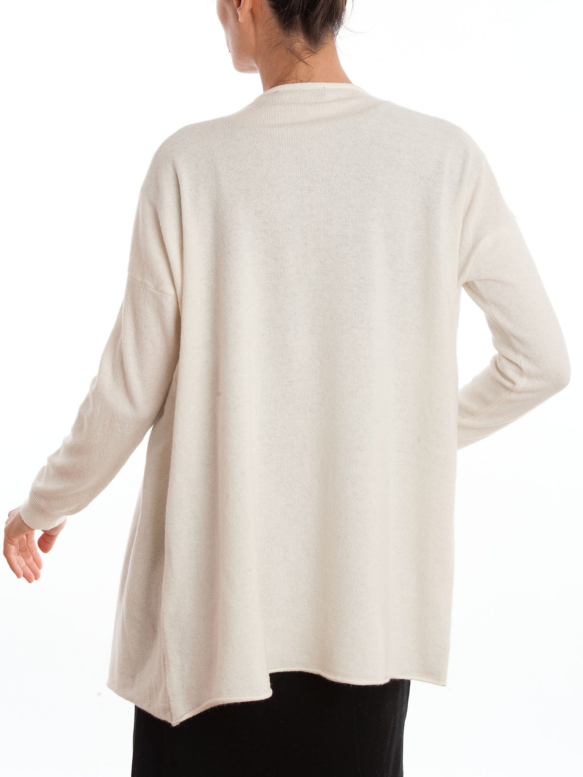 Strickjacke mit Wasserfallkragen aus Kaschmirmischung, Farbe Creme, Ansicht 3 | Dalle Piane Cashmere