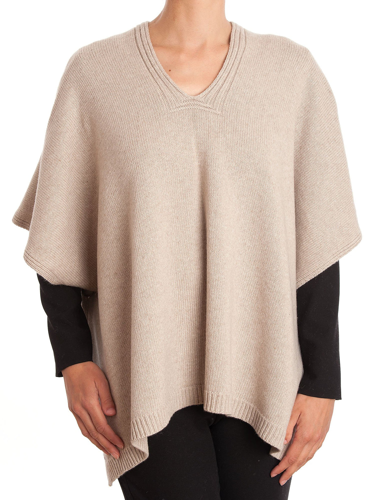 Cape mit seitlichen Knöpfen aus Kaschmirmischung, Farbe Beige | Dalle Piane Cashmere