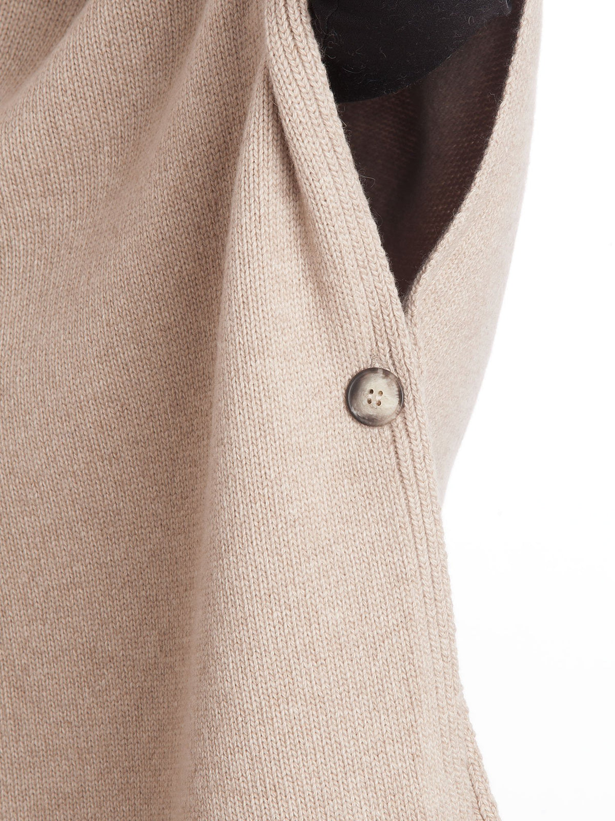 Cape mit seitlichen Knöpfen aus Kaschmirmischung, Farbe Beige, Ansicht 3 | Dalle Piane Cashmere