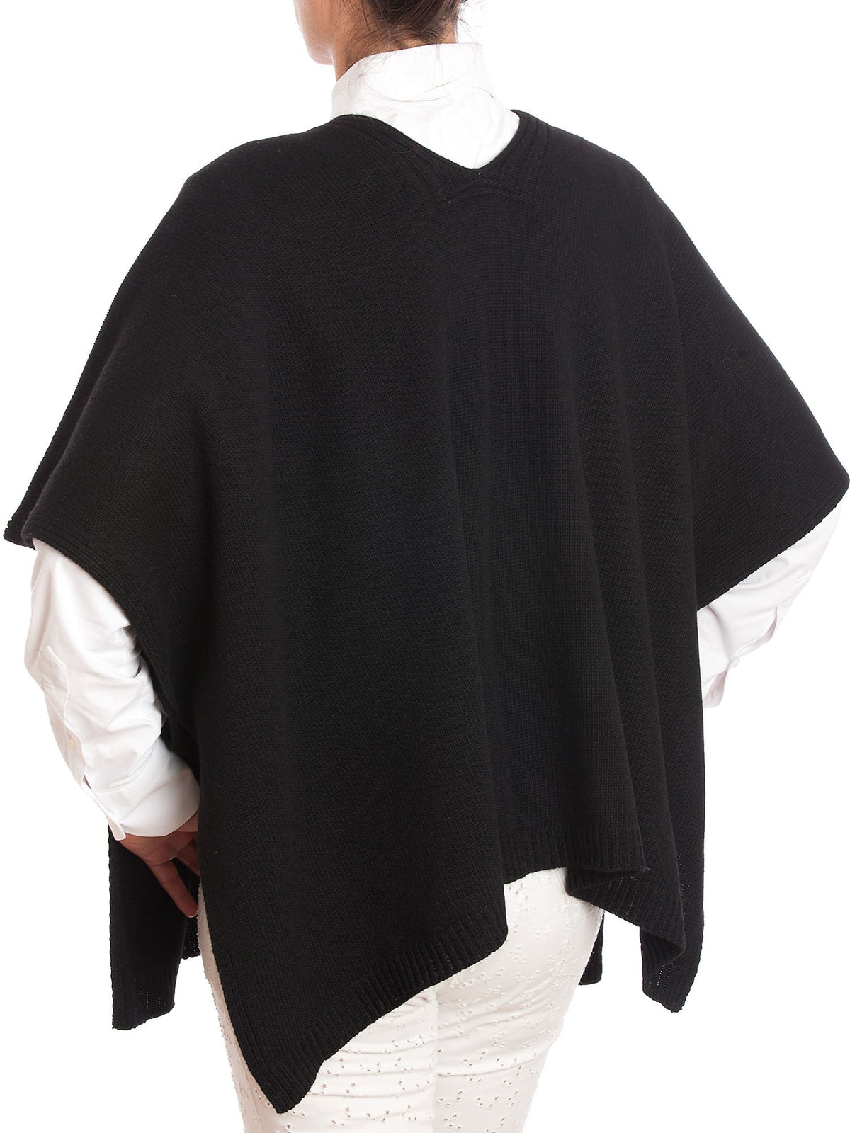 Cape mit seitlichen Knöpfen aus Kaschmirmischung, Farbe Schwarz, Ansicht 5 | Dalle Piane Cashmere