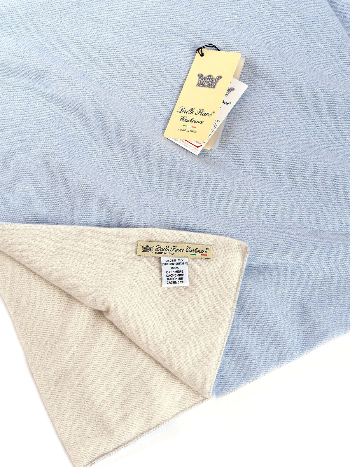 Zwei Farben Babydecke 100 % Kaschmir, Farbe Himmel, Ansicht 2 | Dalle Piane Cashmere